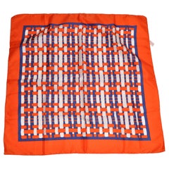 Vintage Bold Tangerine Borders With Center Plaid Checker Scarf