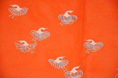 Bold Tangerine with "Bursting Lucky Cranes" Rayon Scarf