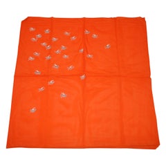 Bold Tangerine with "Bursting Lucky Cranes" Rayon Scarf