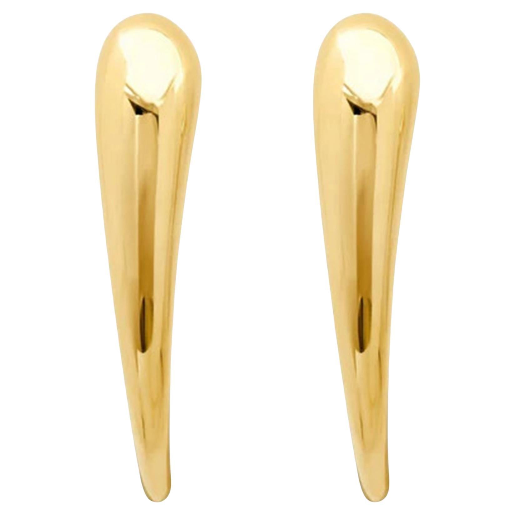 Bold Tapered 14K (or 18k upon request) Yellow Gold Teardrop Polished Earrings For Sale