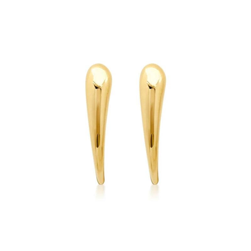 Modern Bold Tapered 14K Yellow Gold Teardrop Polished Earrings For Sale