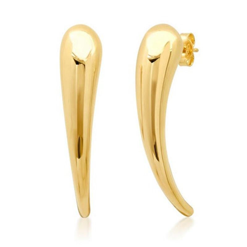 Bold Tapered 14K Yellow Gold Teardrop Polished Earrings In New Condition For Sale In Los Angeles, CA