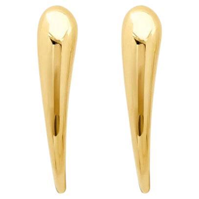 Bold Tapered 14K Yellow Gold Teardrop Polished Earrings For Sale