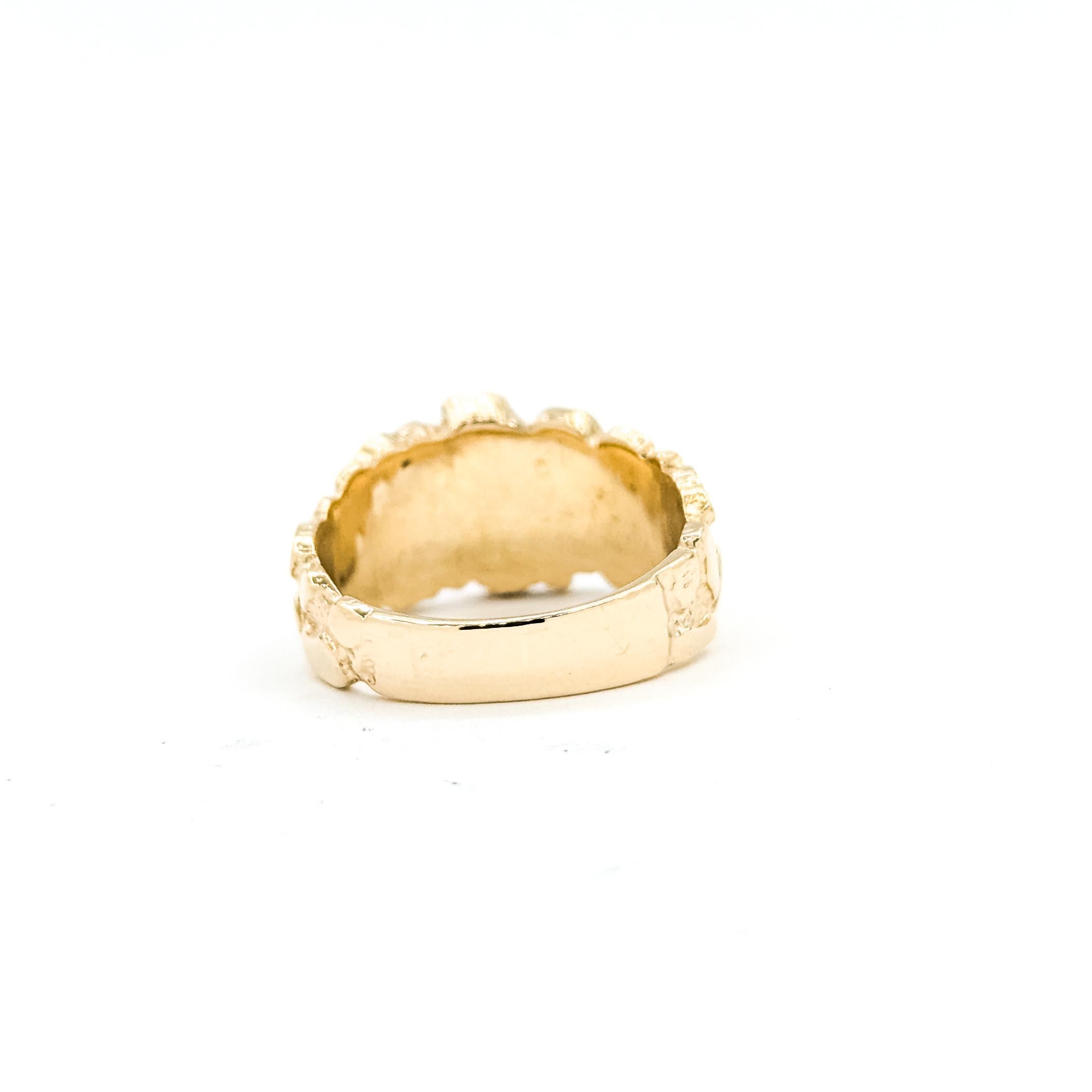 Bague en or jaune 14k de style pépite texturée et audacieuse en vente 3
