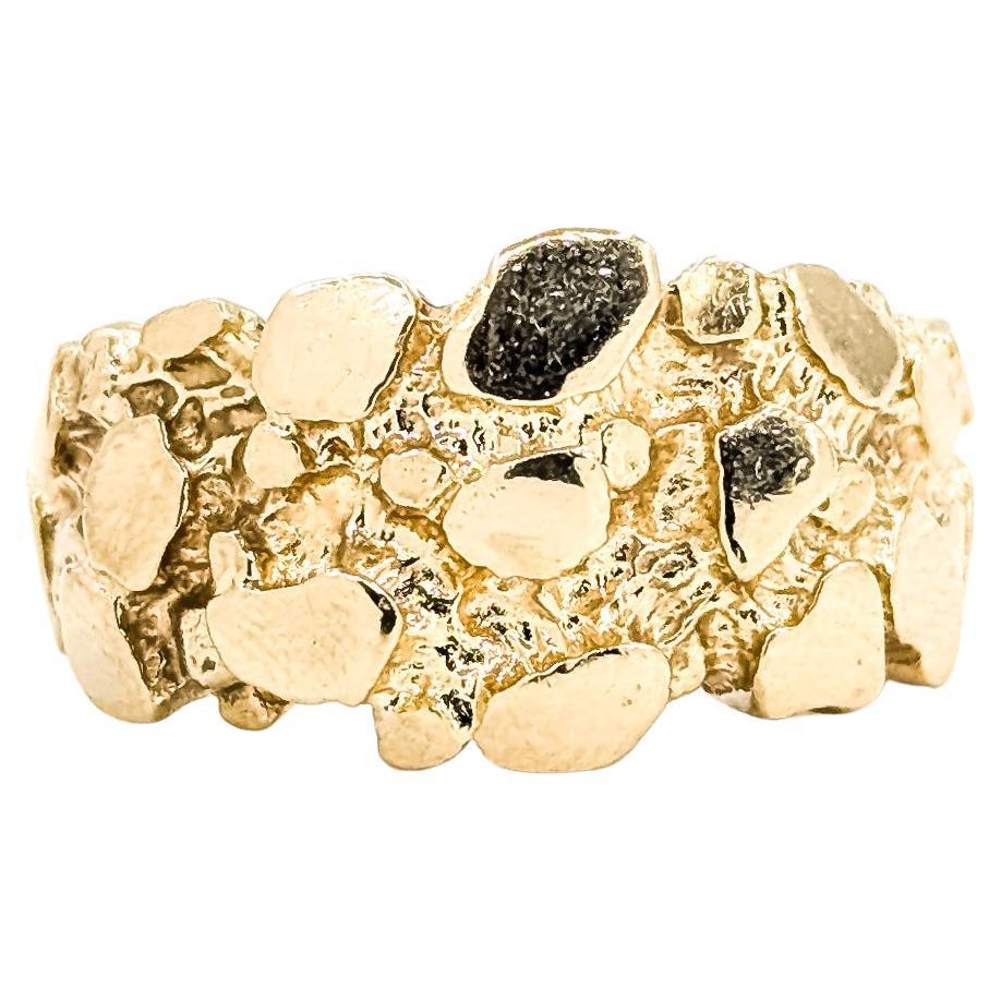 Bague en or jaune 14k de style pépite texturée et audacieuse