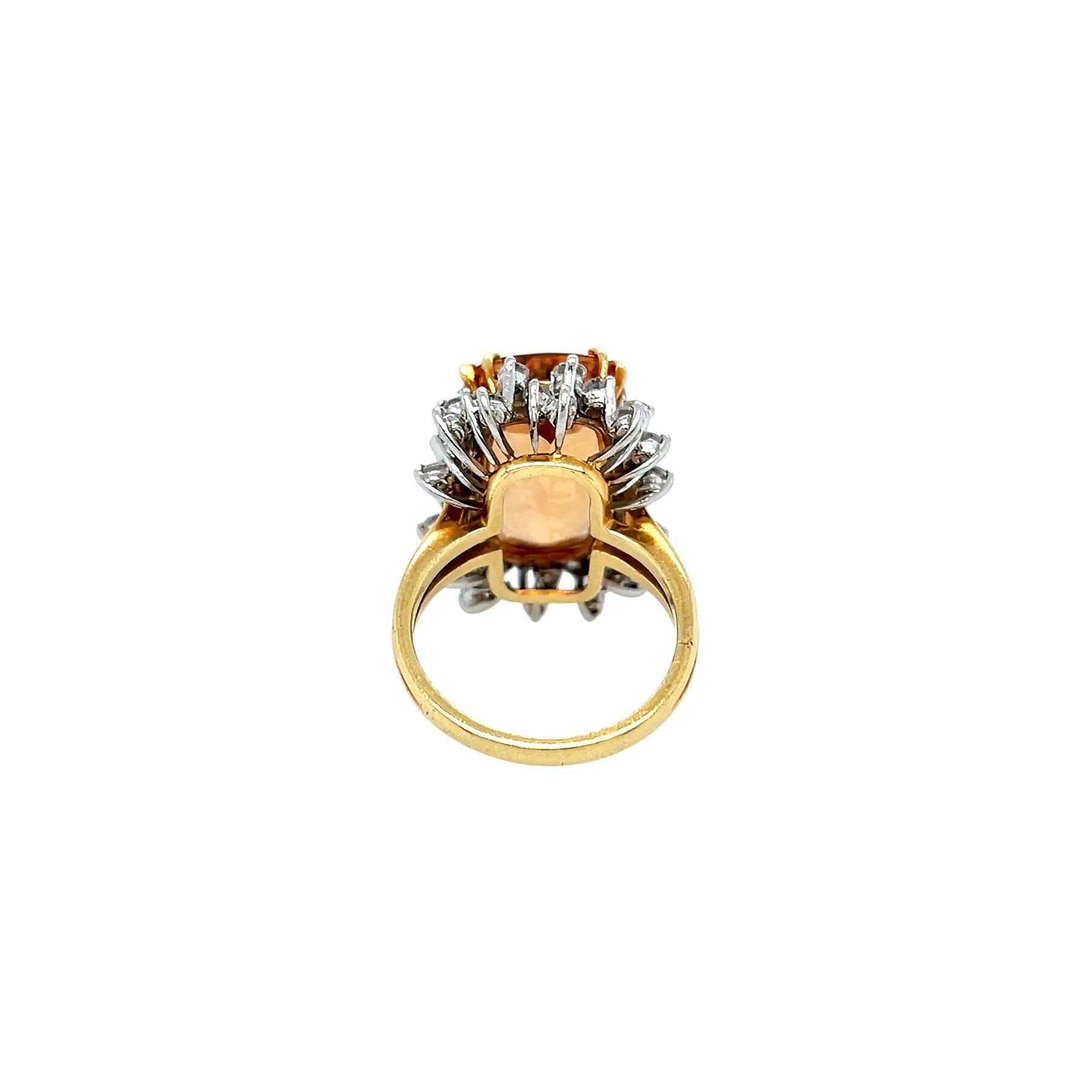 Mutiger Topas-Diamant-Goldring Damen im Angebot