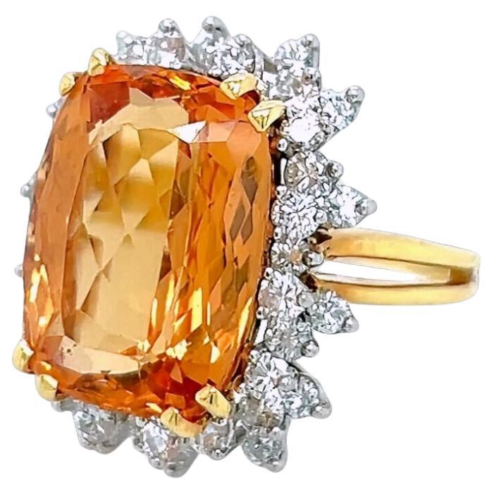 Mutiger Topas-Diamant-Goldring im Angebot