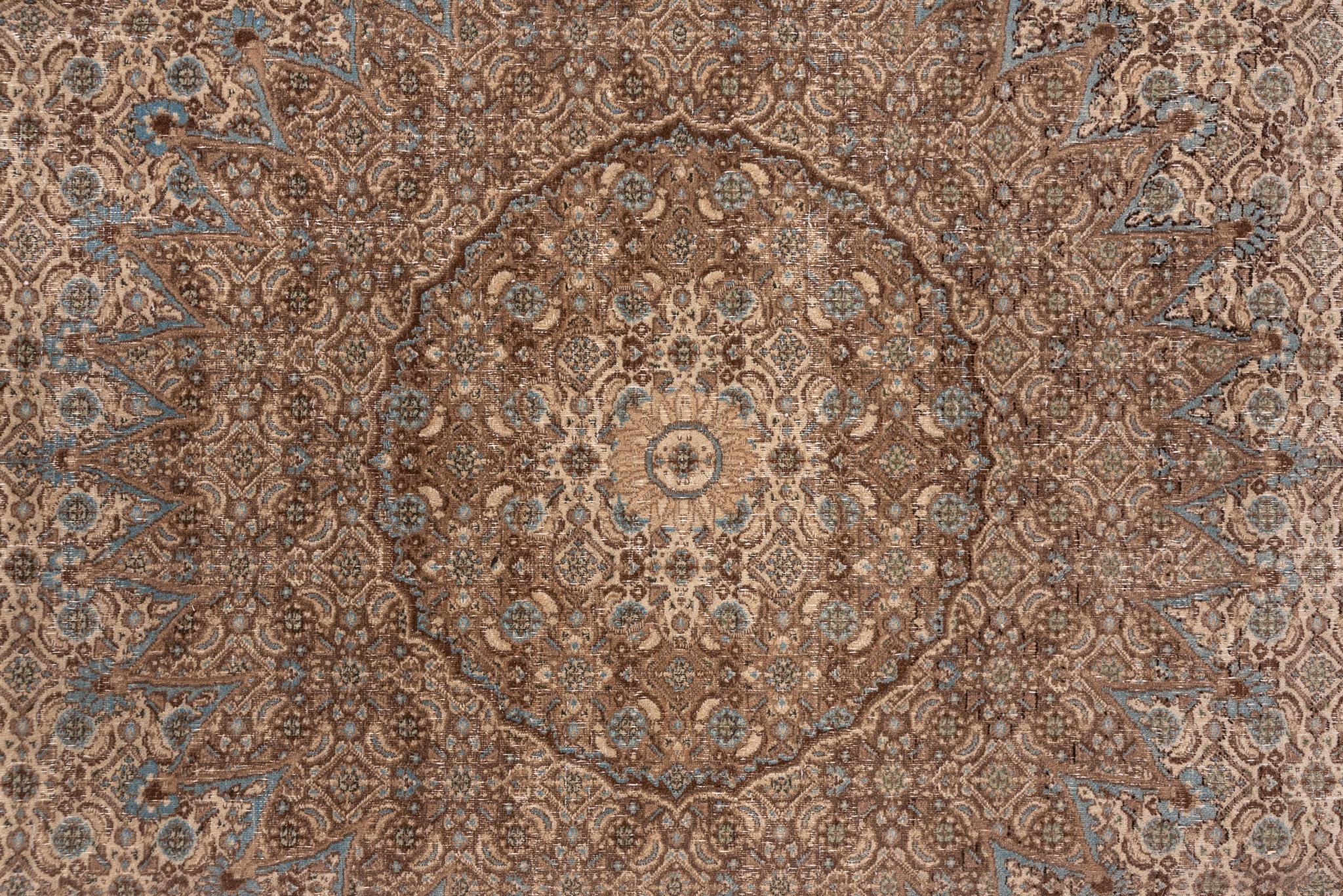 Wool Bold Turkish Sivas in Brown and Cream with Geometric Symbols For Sale