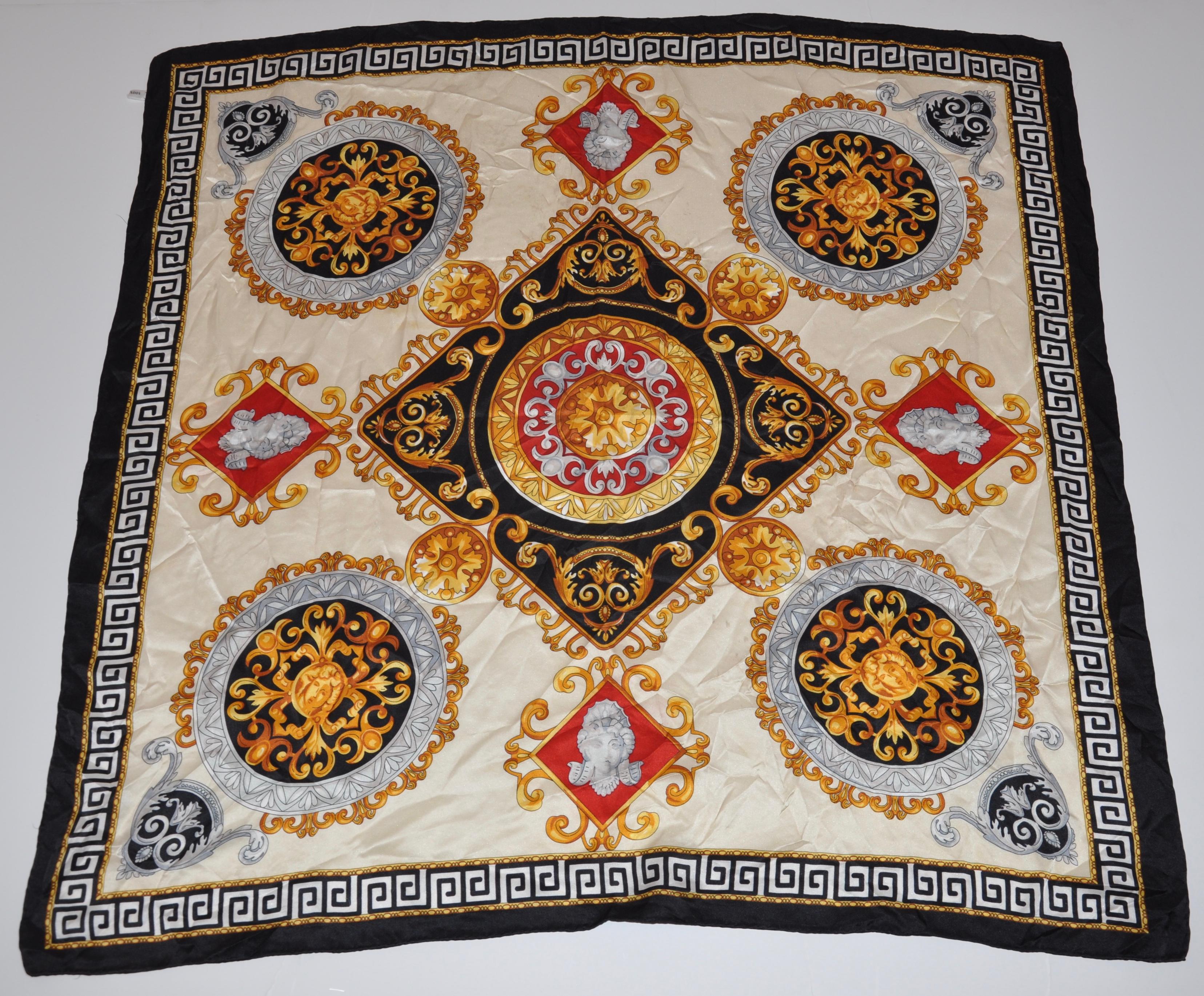 Bold Versace-Themed Silk Scarf For Sale 1