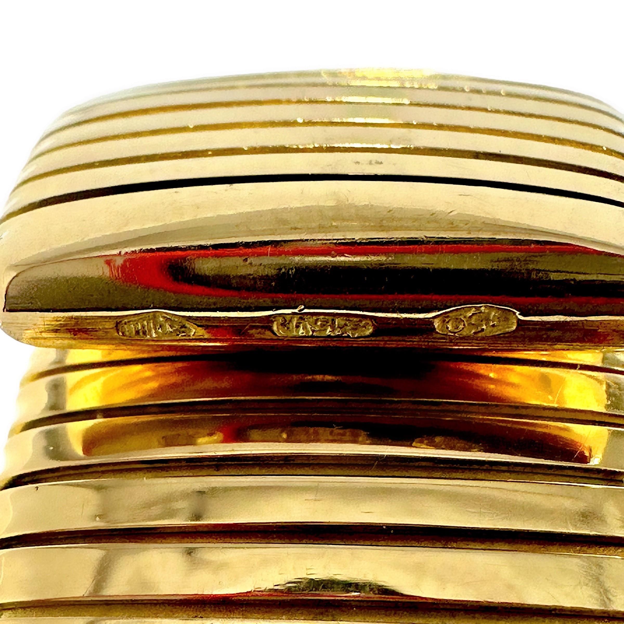 Bold, Vintage, 18k Yellow Gold Italian Tubogas Cuff Bracelet For Sale 4