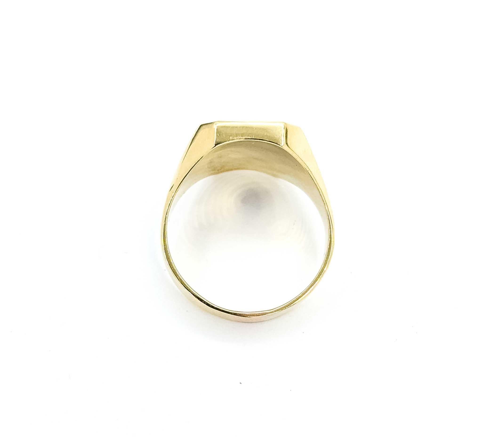 Men's Bold Vintage Diamond & Onyx Signet Ring in 14k Yellow Gold For Sale