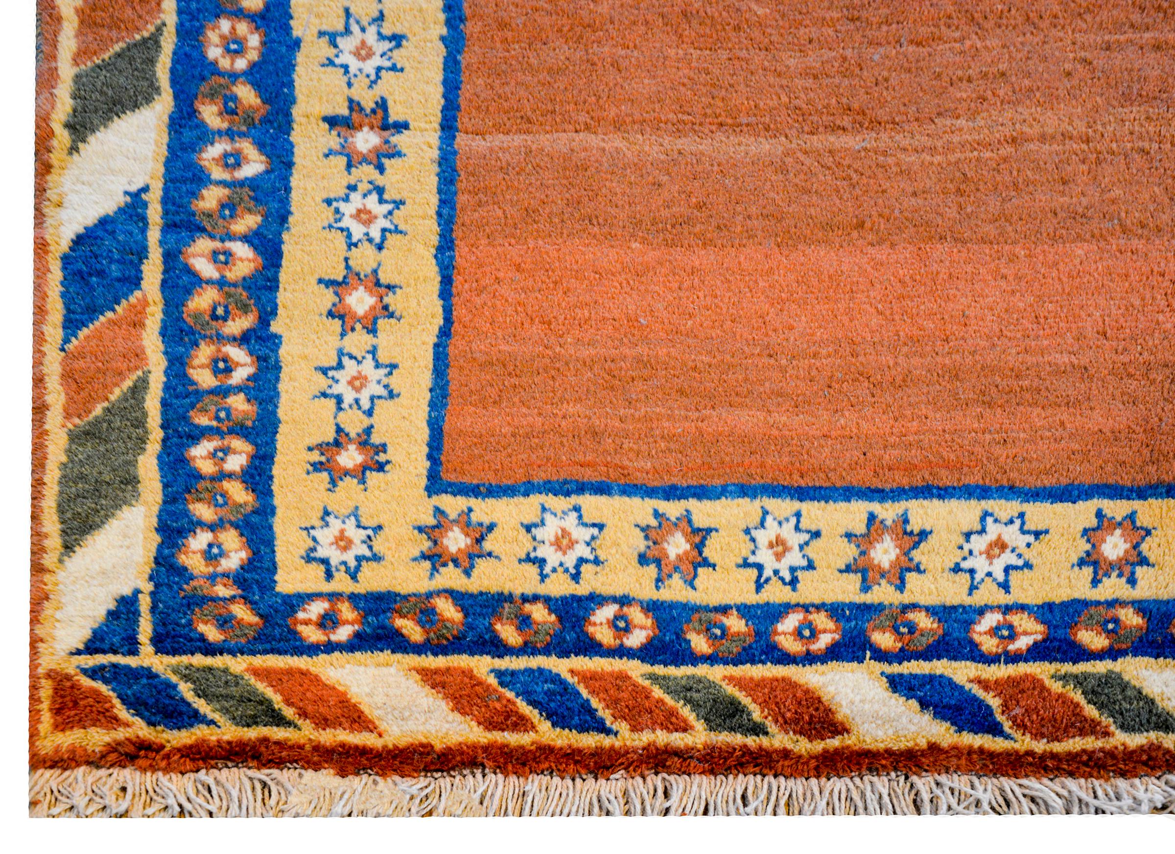 Vegetable Dyed Bold Vintage Gabbeh Rug For Sale