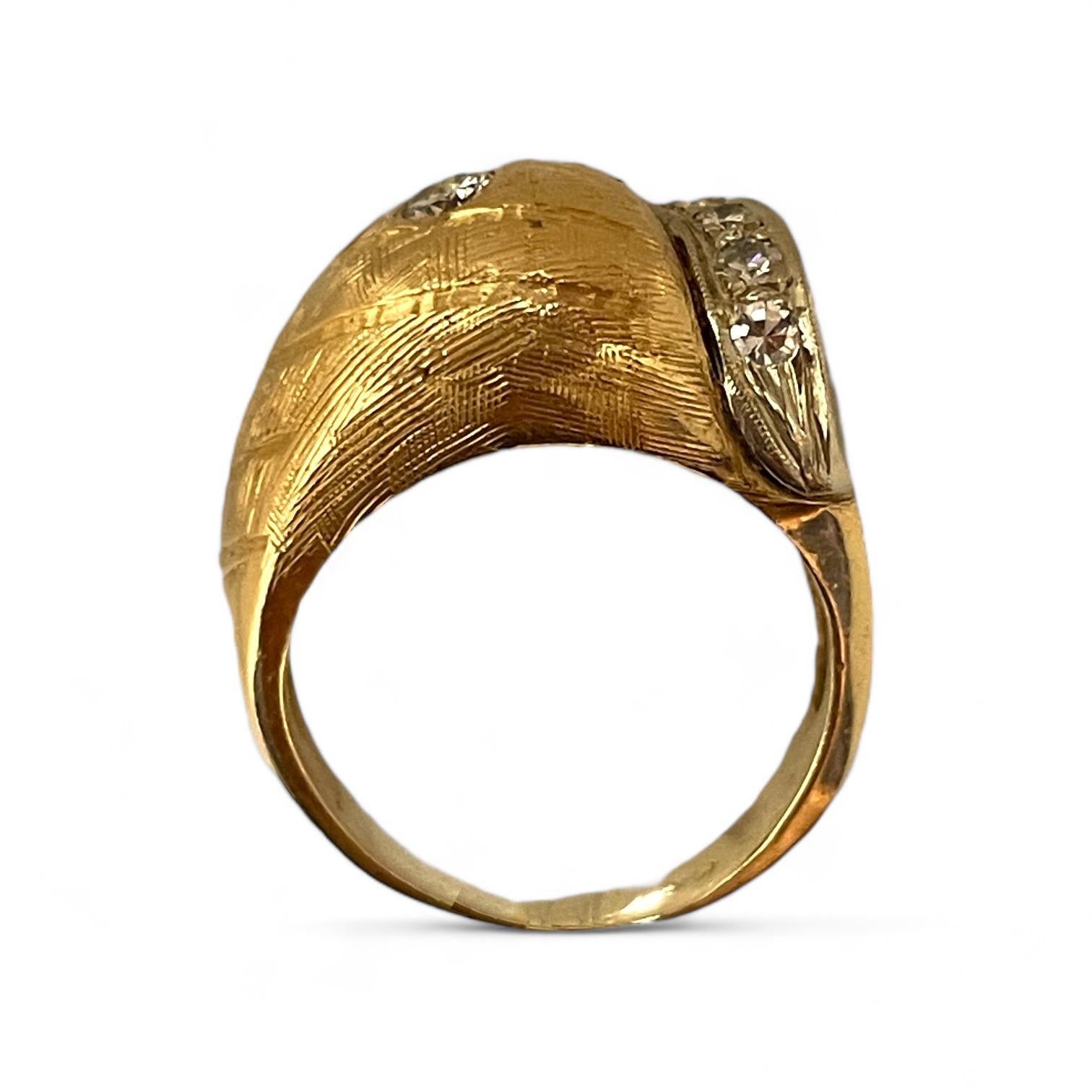 Bold Vintage Gold and Diamond Ring In Excellent Condition For Sale In New York, NY