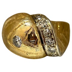 Bold Vintage Gold and Diamond Ring