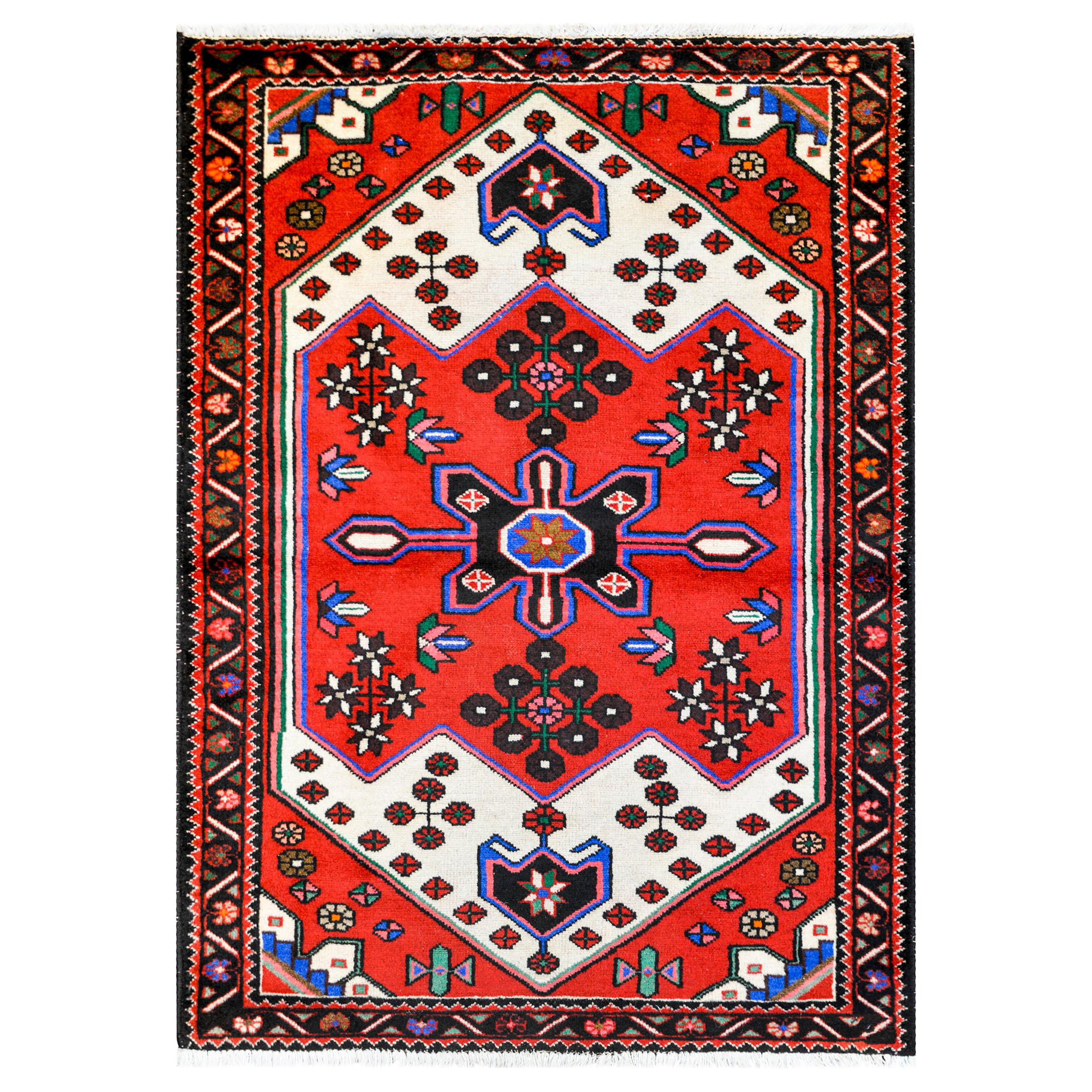 Bold Vintage Hamadan Rug