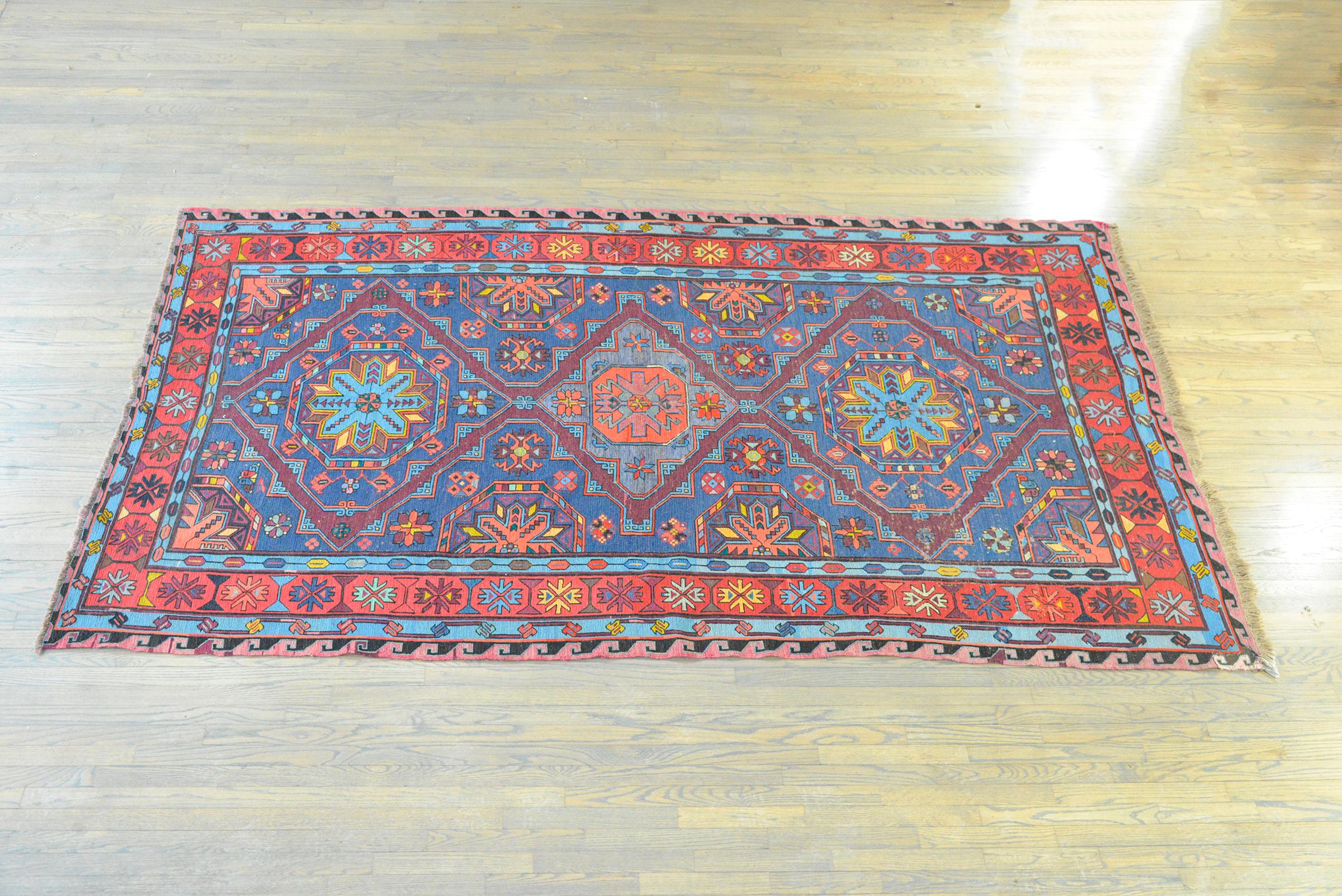 Bold Vintage Soumak Rug For Sale 2