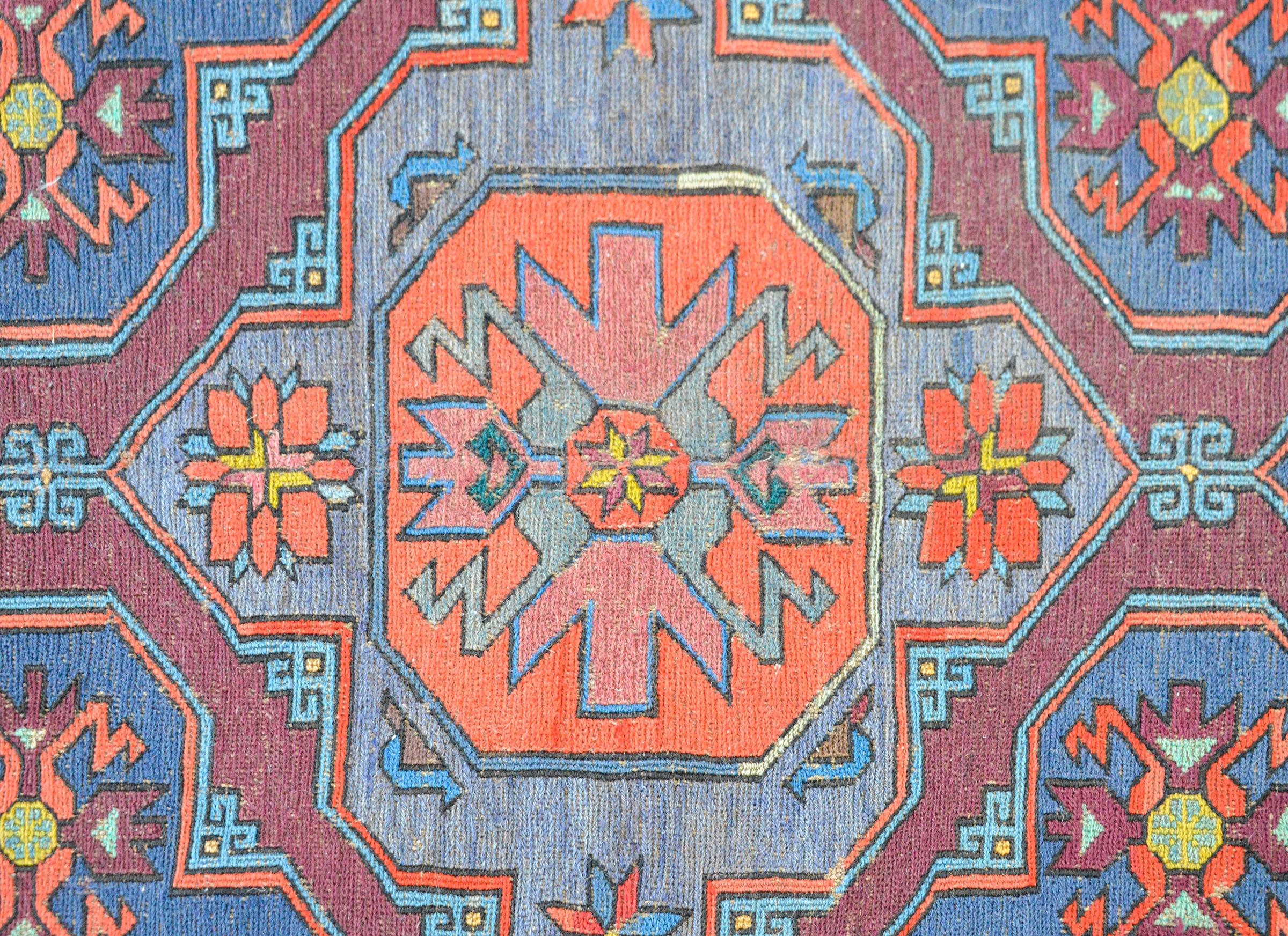 Hand-Woven Bold Vintage Soumak Rug For Sale