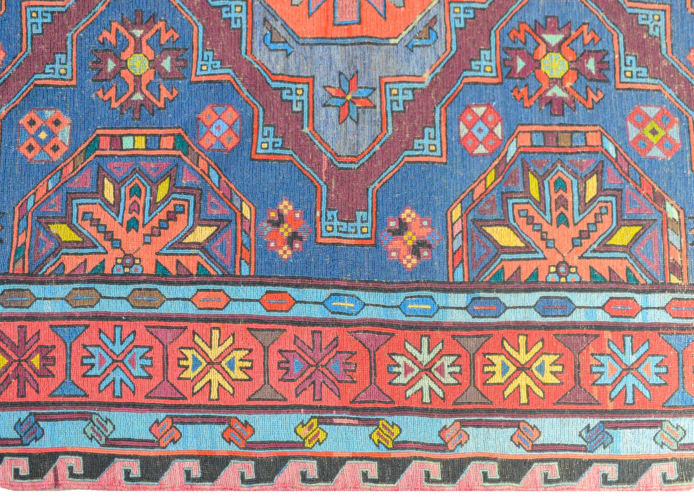 Bold Vintage Soumak Rug In Good Condition For Sale In Chicago, IL