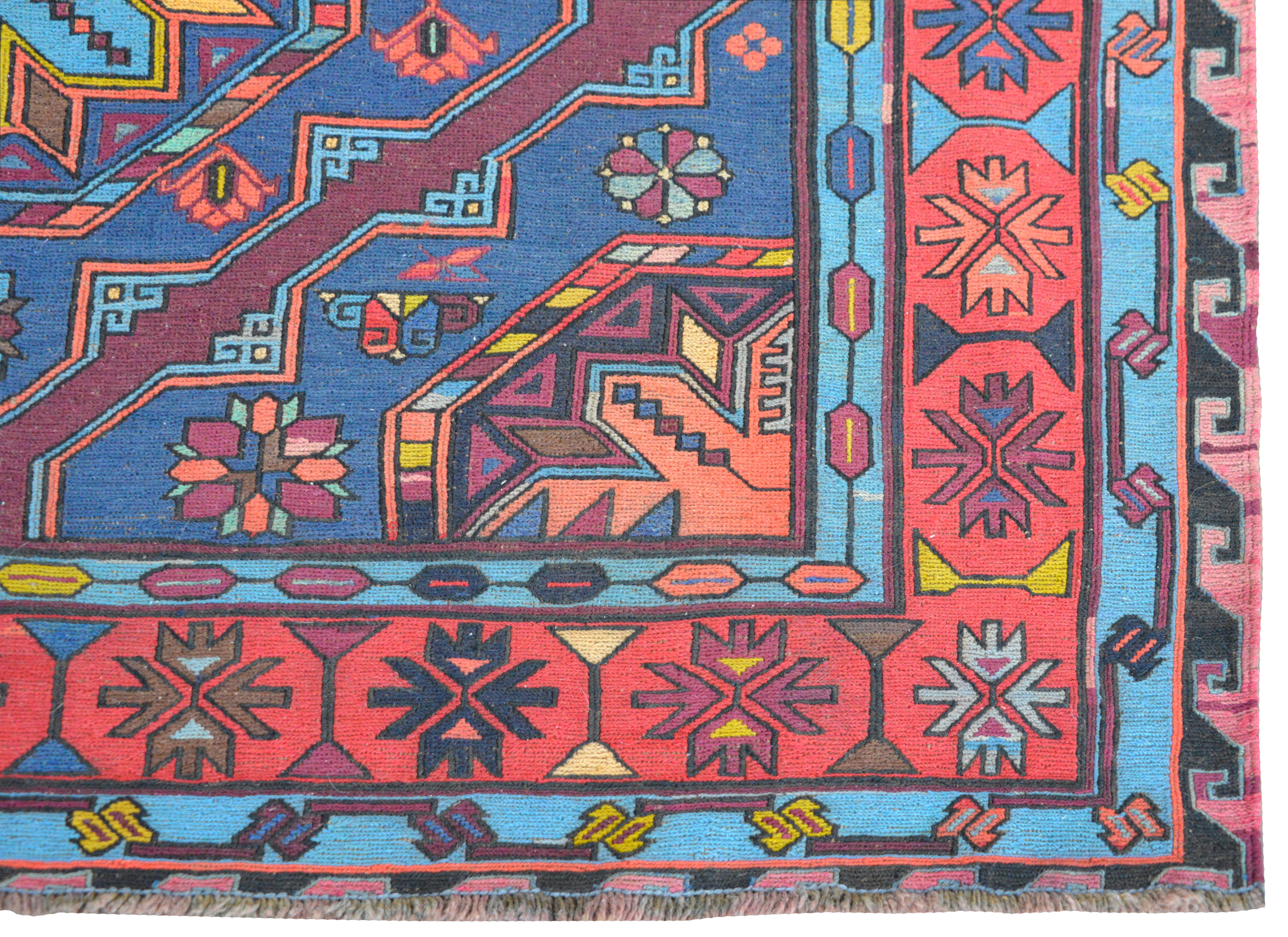 Wool Bold Vintage Soumak Rug For Sale