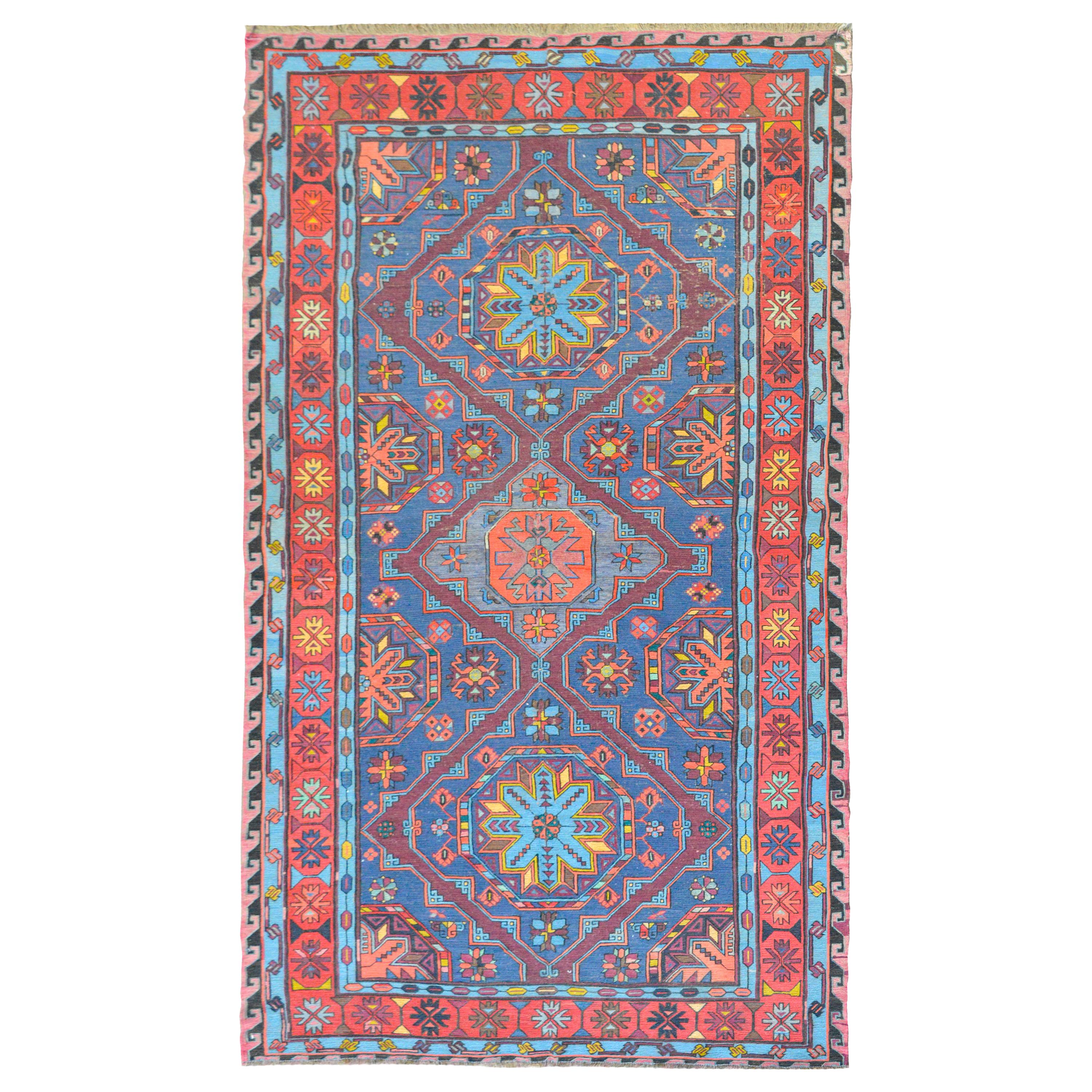 Bold Vintage Soumak Rug For Sale