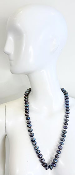 Bold Vintage Tahitian Pearl Necklace 26” 155g Black Cultured Pearls Statement