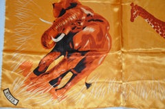 Bold Vivid Tangerine & Cream "Kenya & It's Creatures" Scarf