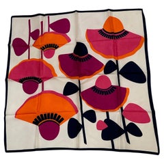 Retro Bold Whimsical "Blooming Floral Garden Of Sun Hats" Silk Scarf