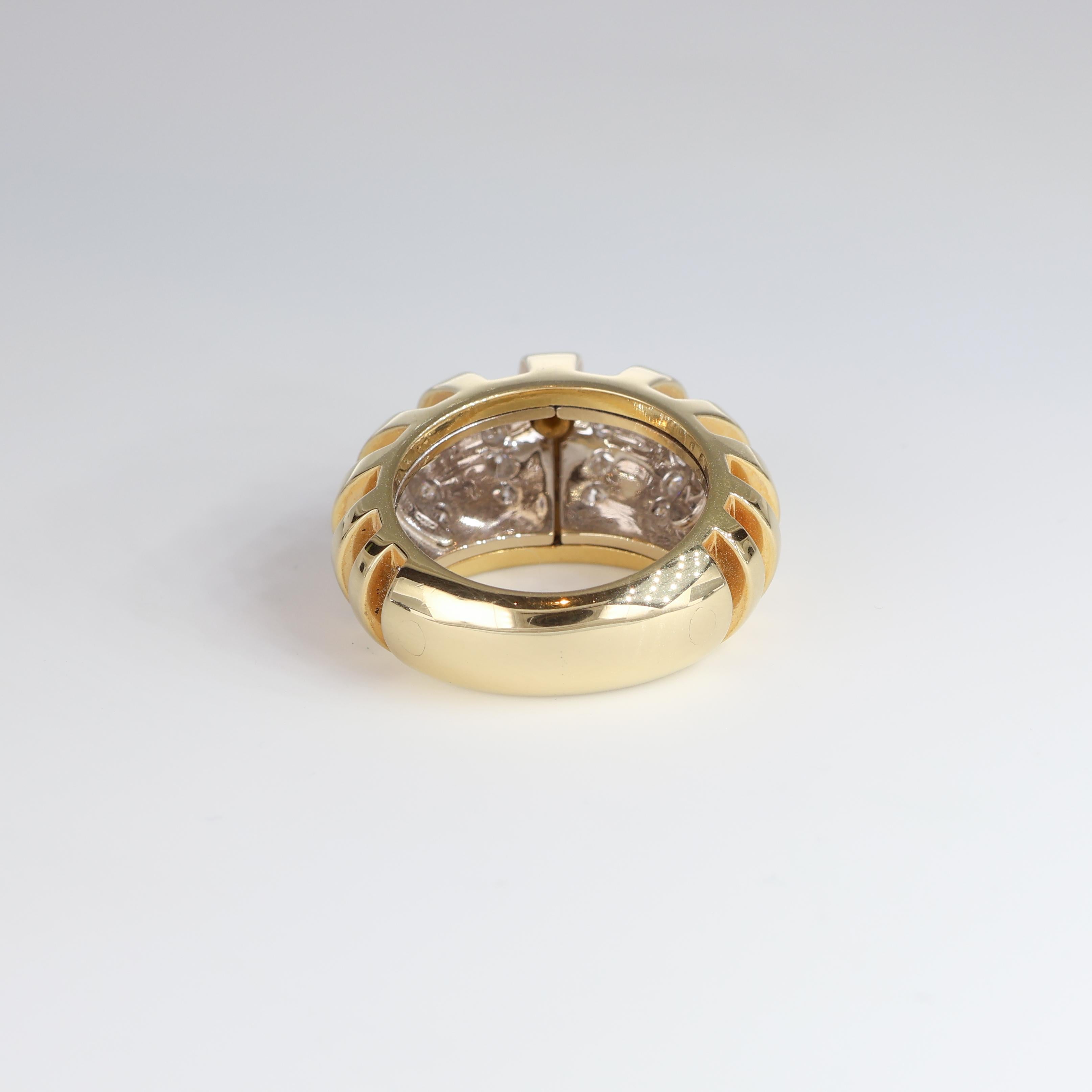 Women's or Men's Bold Yellow Gold Band Ring White Diamonds 0.95 Carats