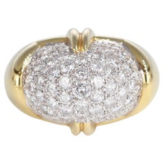 Bold Yellow Gold Vintage Ring with Pavé Diamonds, 3.17 Carats