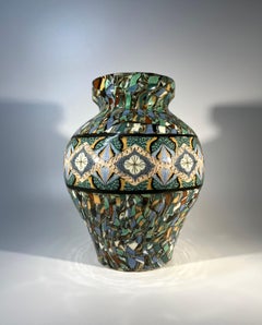 Forma atrevida, Jean Gerbino, Vallauris, Francia, Jarrón balaustre de cerámica Neriage