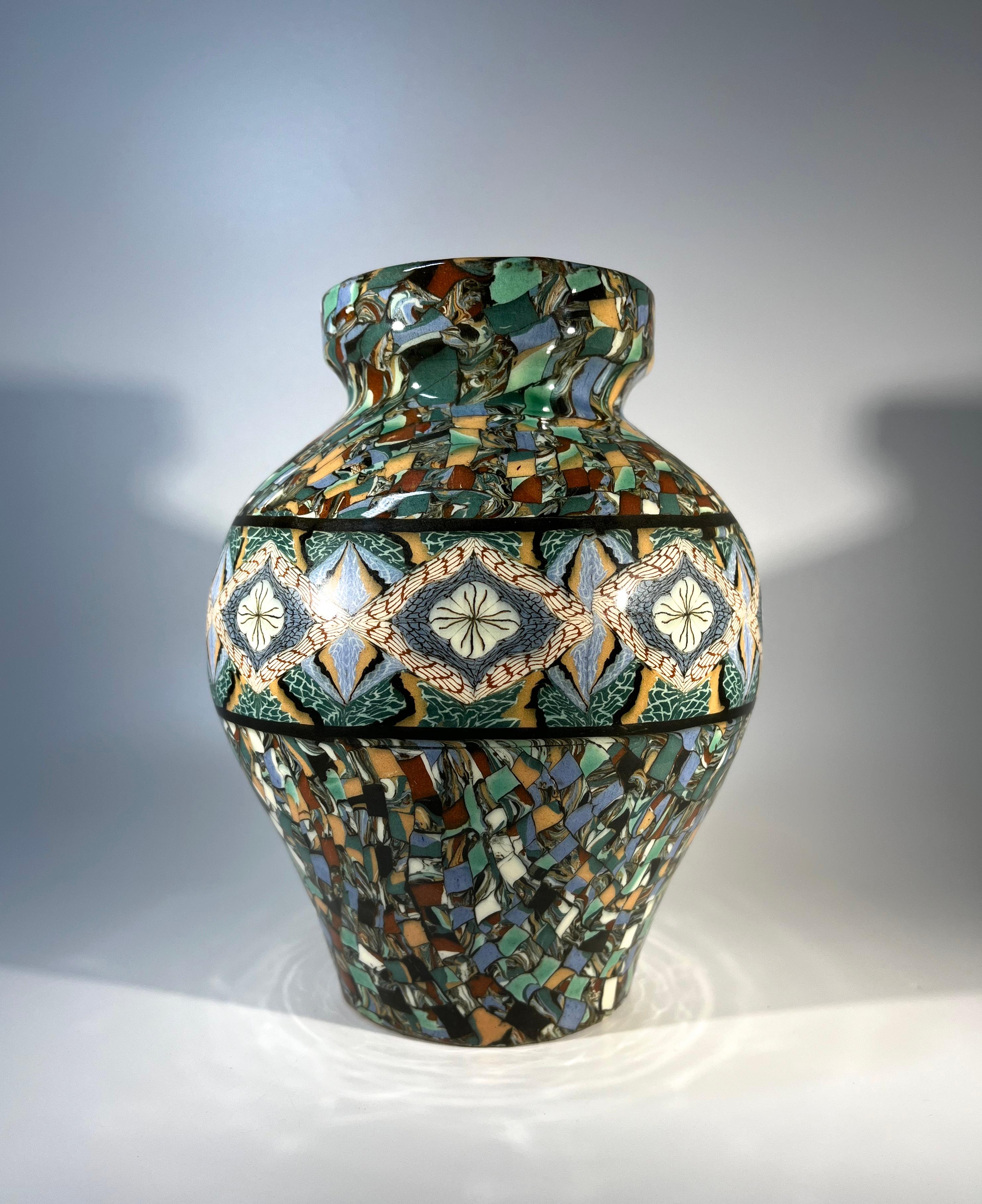 Mid-Century Modern Boldly Shaped, Jean Gerbino, Vallauris, France, Ceramic Neriage Baluster Vase  For Sale