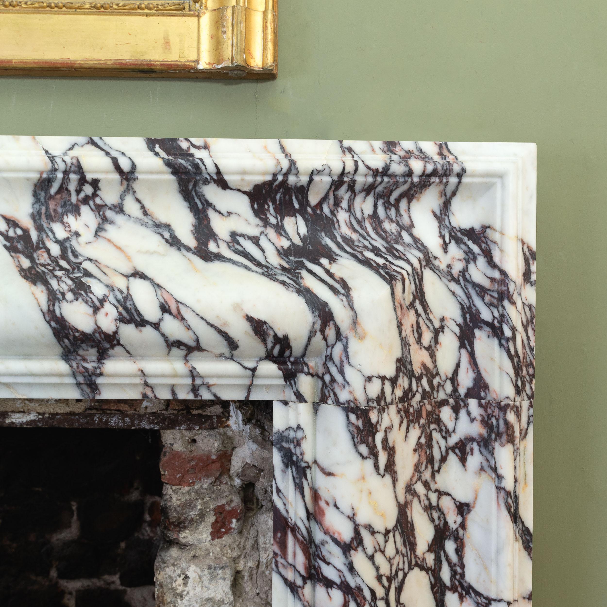 Queen Anne Bolection Fireplace in Breccia Viola Marble