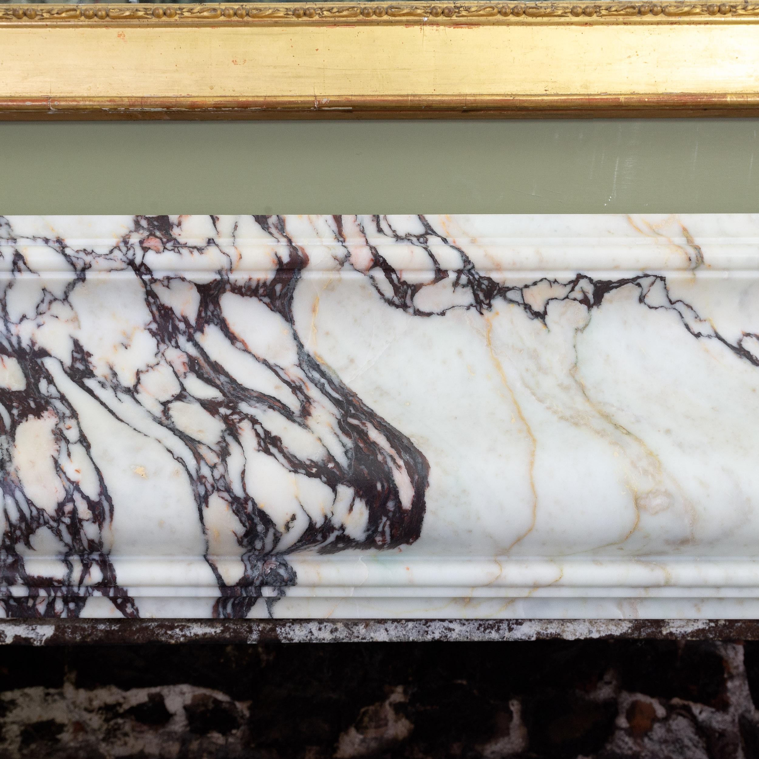 Bolection Fireplace in Breccia Viola Marble In Good Condition In London, GB