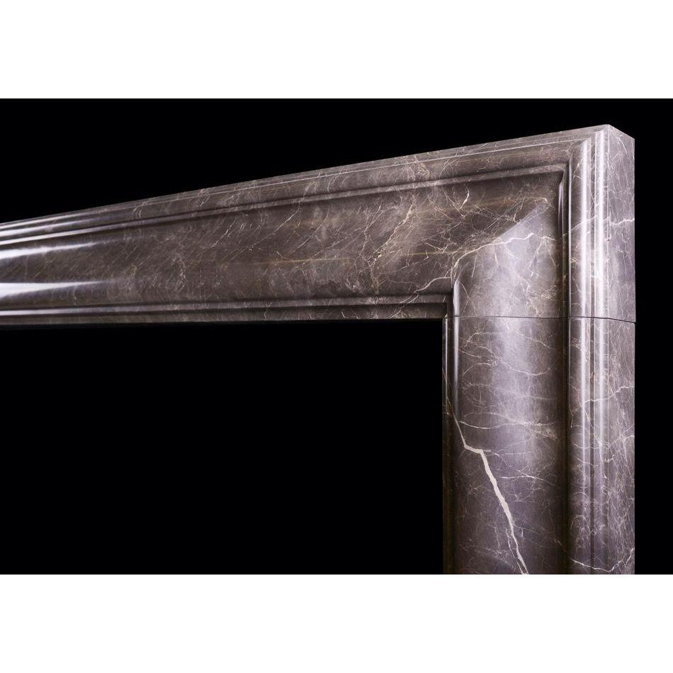 Queen Anne Bolection Fireplace in Elegant Grey Marble For Sale