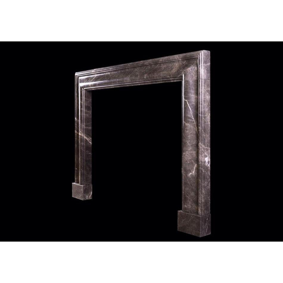 British Bolection Fireplace in Elegant Grey Marble For Sale