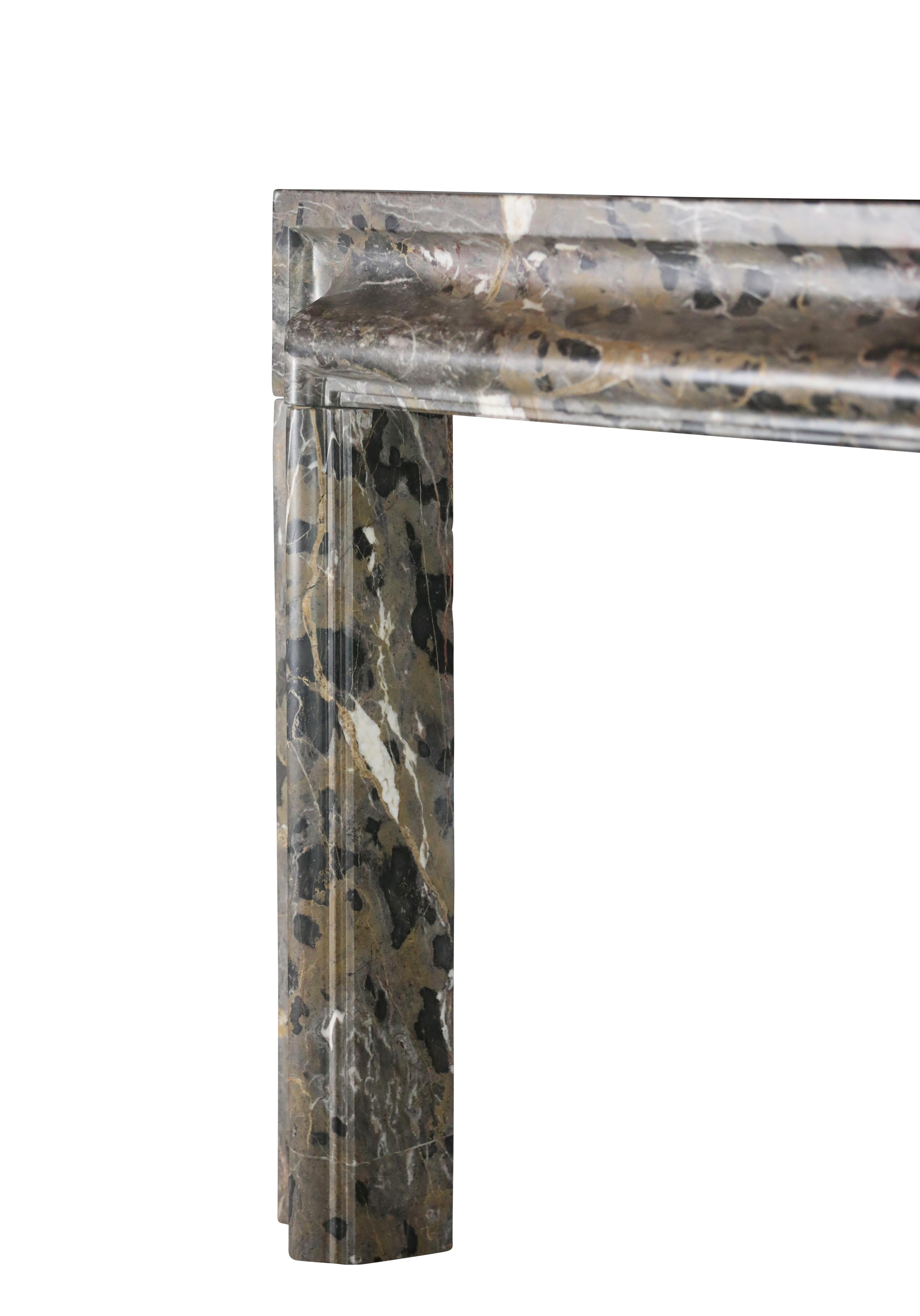 Entourage de cheminée Bolection en marbre avec accents noirs en vente 5