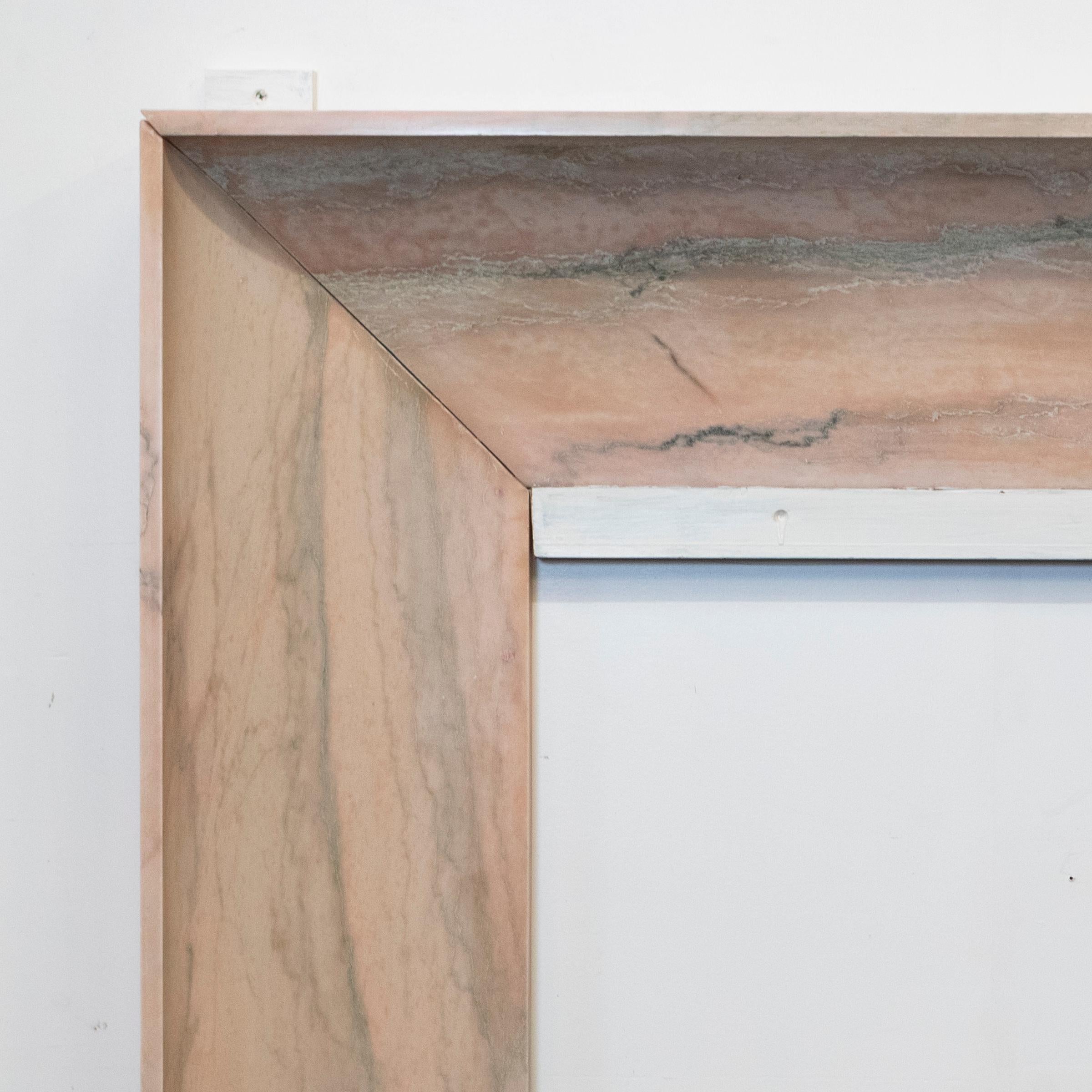 Art Deco Bolection Fireplace Surround in Reclaimed Pink Marble PRODUCT ID: WHIMSICAL For Sale
