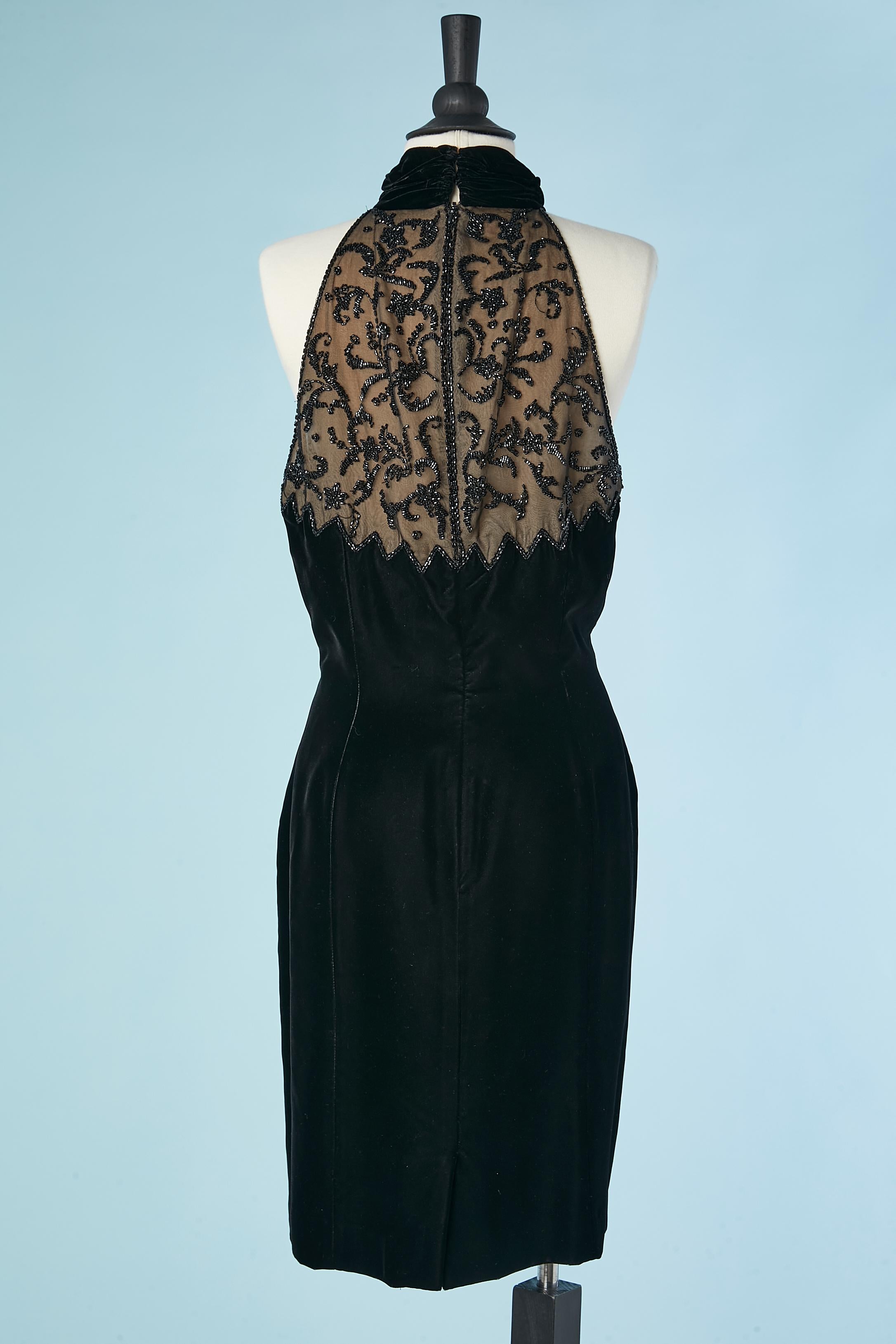 Boléro and cocktail dress with embroidery beaded back Black Tie by Oleg Cassini 1