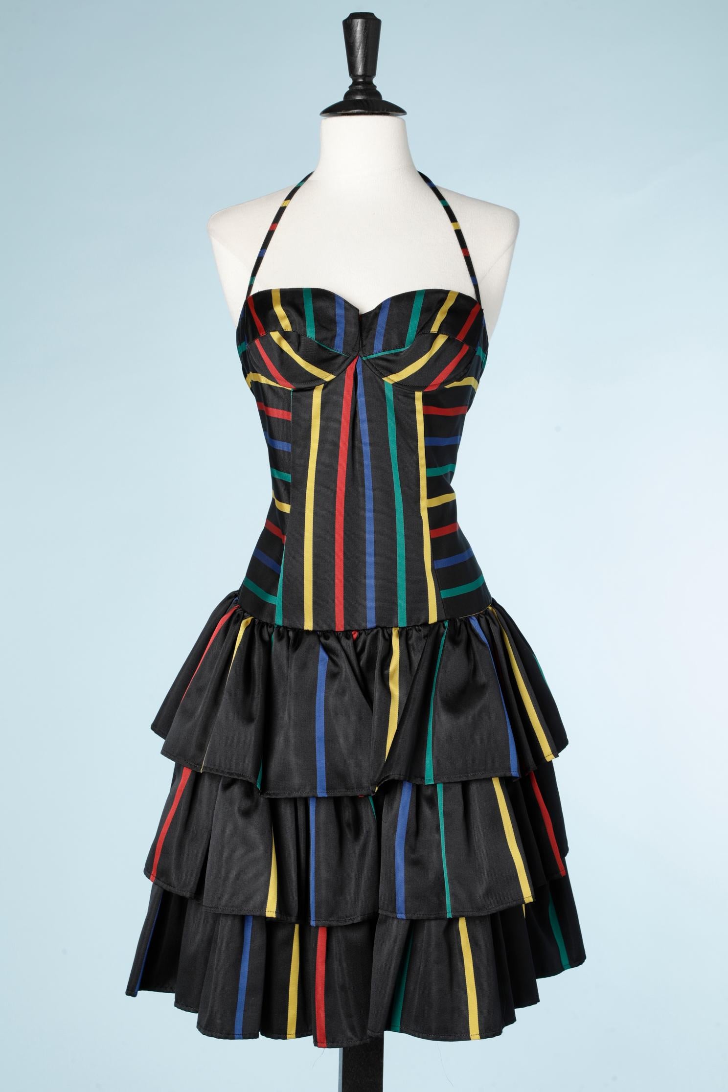 Boléro and dress ensemble with black velvet and stripes  Popy Moreni  For Sale 1