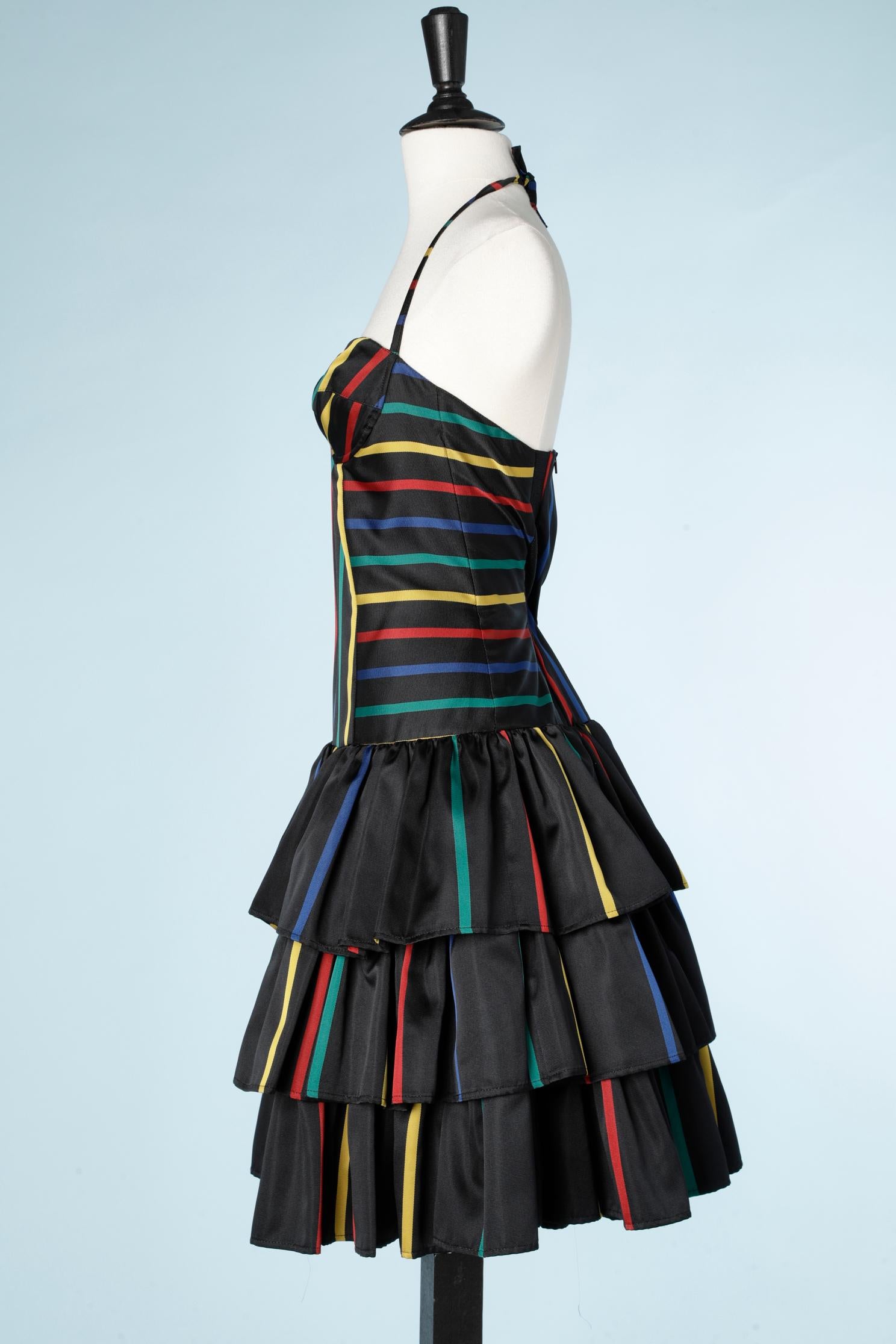 Boléro and dress ensemble with black velvet and stripes  Popy Moreni  For Sale 2