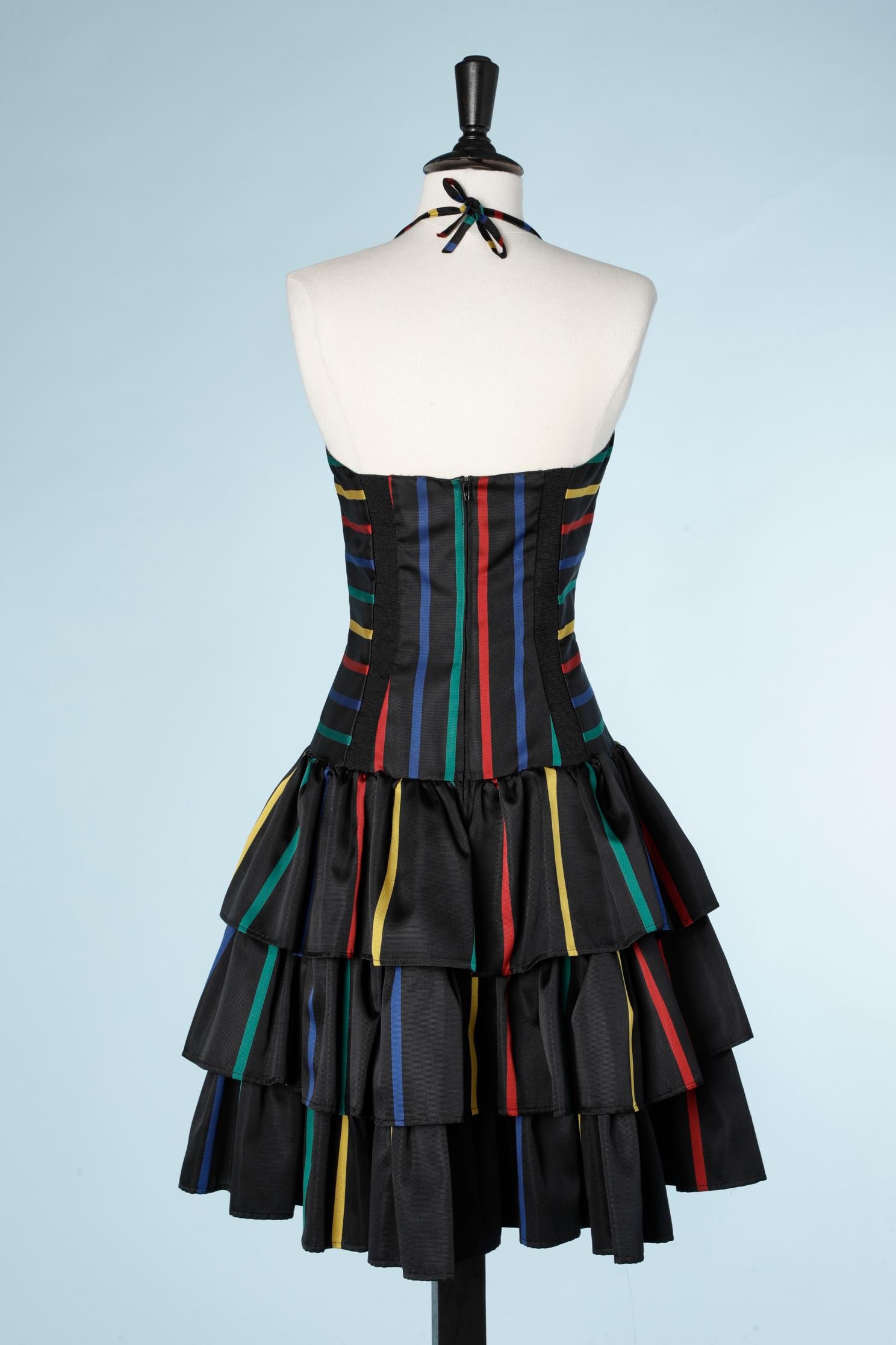 Boléro and dress ensemble with black velvet and stripes  Popy Moreni  For Sale 3