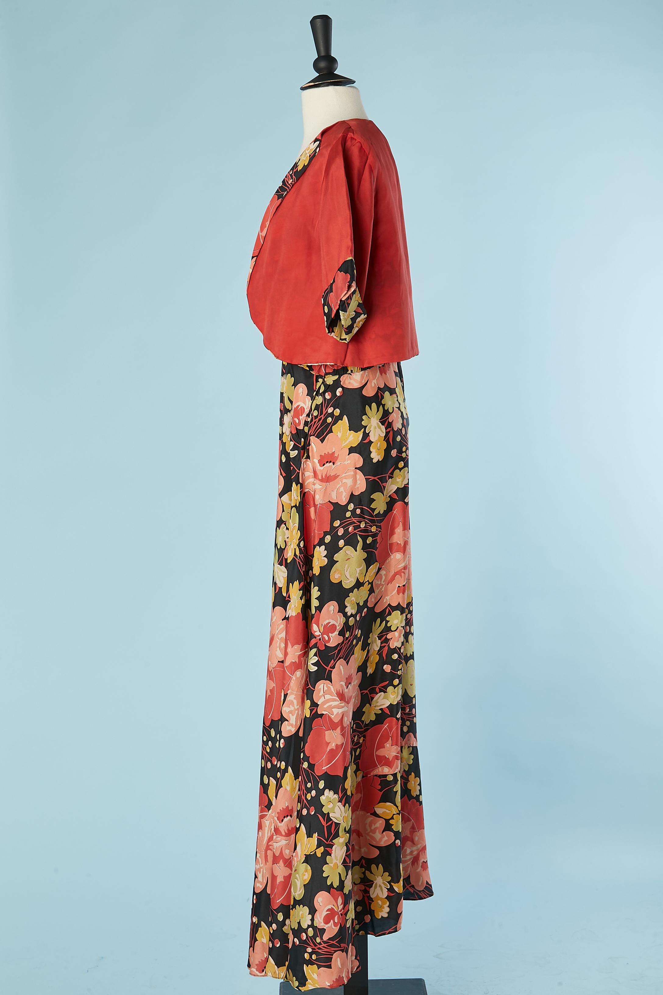 Pink Boléro and flower printed jumpsuit Stern Brothers Circa 1930's  For Sale