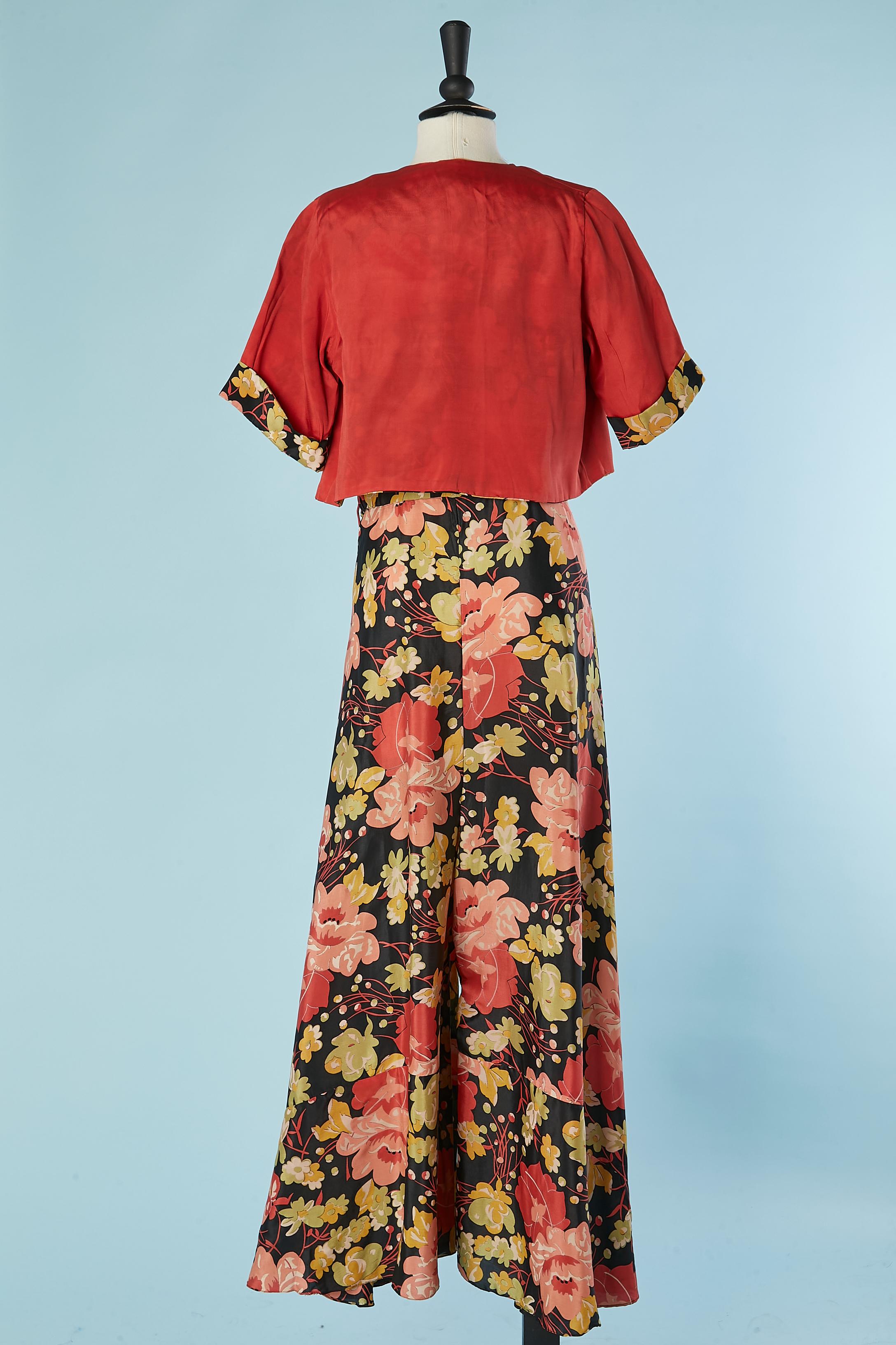 Boléro and flower printed jumpsuit Stern Brothers Circa 1930's  In Excellent Condition For Sale In Saint-Ouen-Sur-Seine, FR