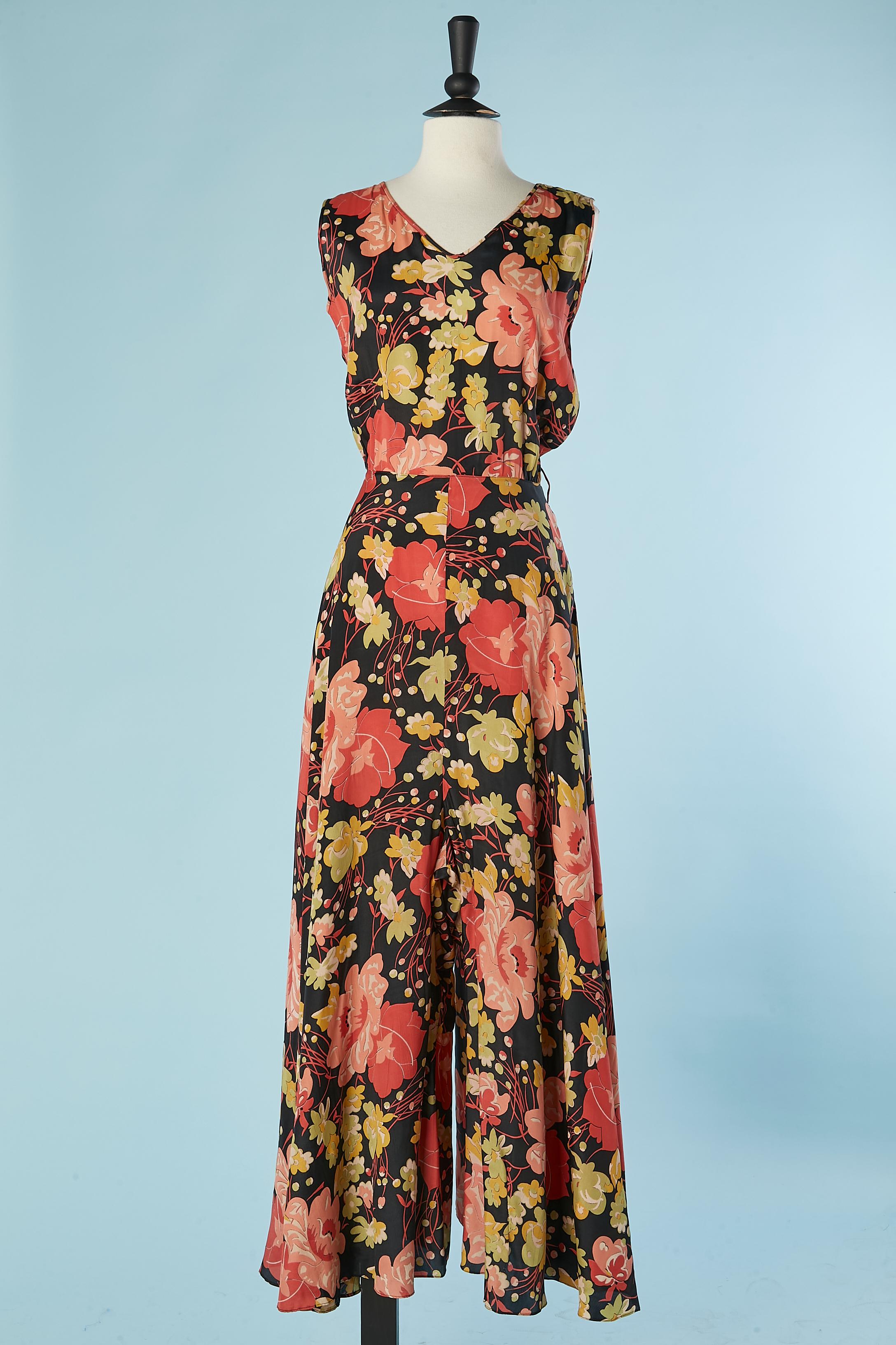 Boléro and flower printed jumpsuit Stern Brothers Circa 1930's  For Sale 1