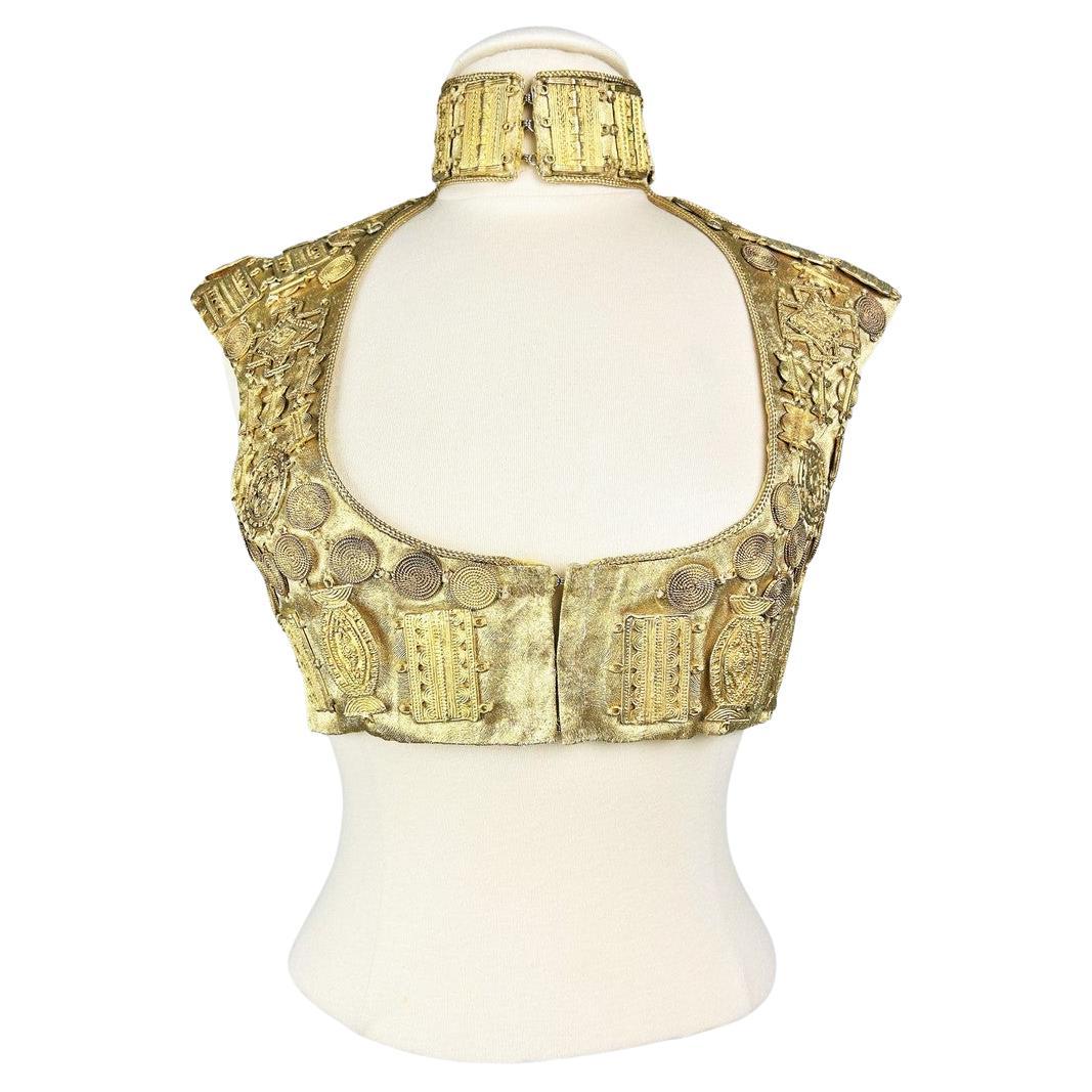 Bolero in lamé ricamato con piastre d'oro di Louis Féraud Couture - SS 1997 in vendita