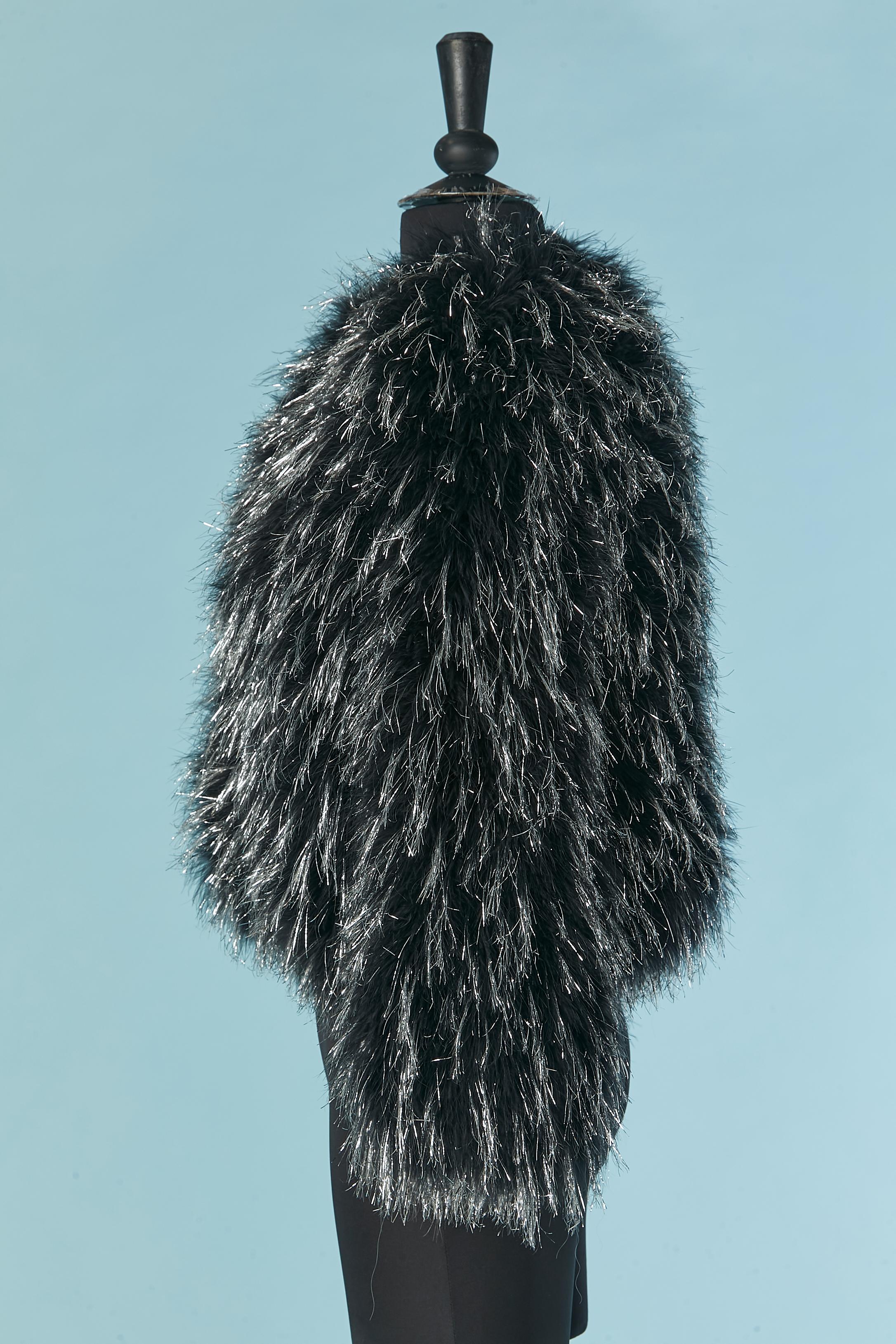 Black boléro made of black feather and silver thread For Sale