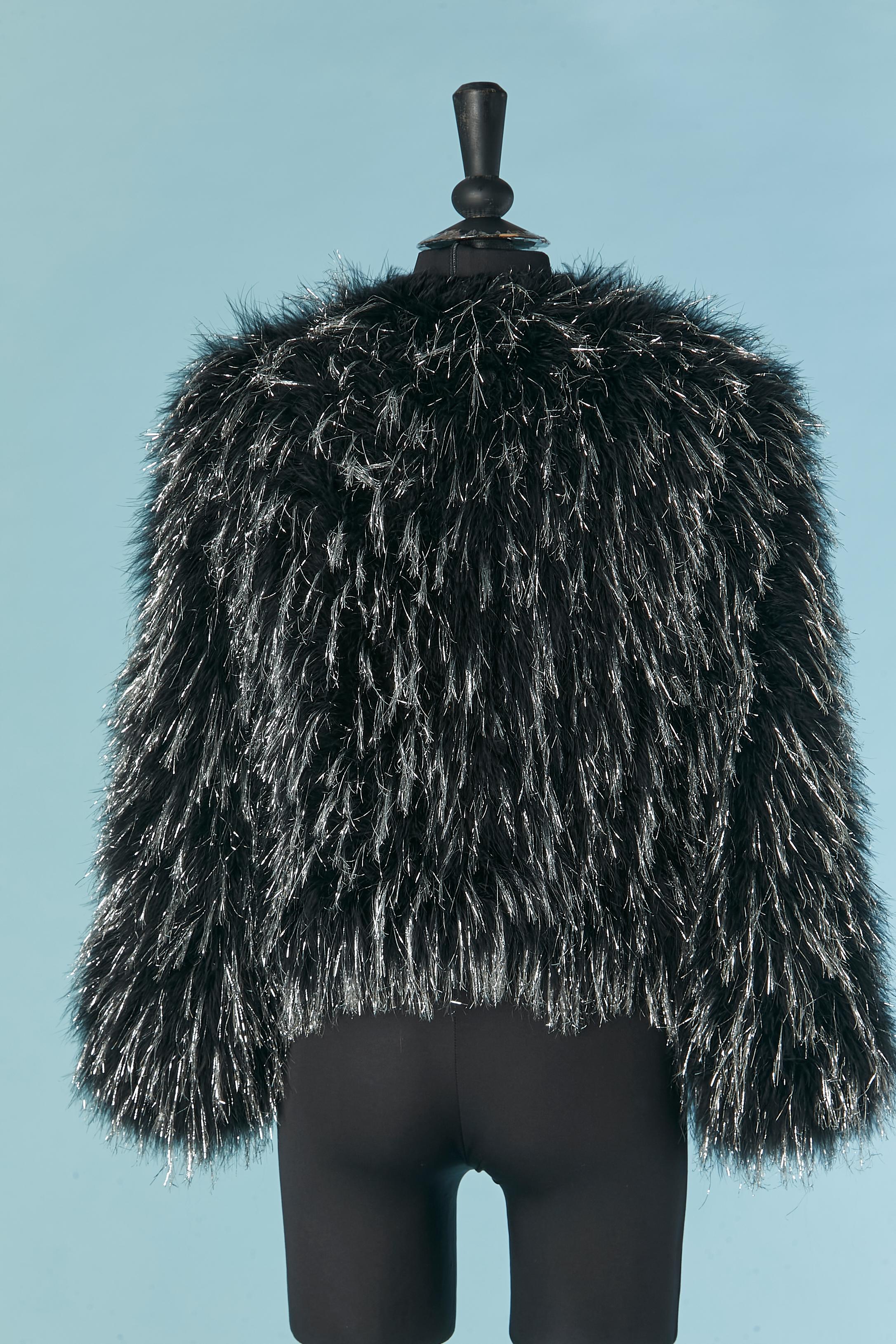 Women's boléro made of black feather and silver thread For Sale