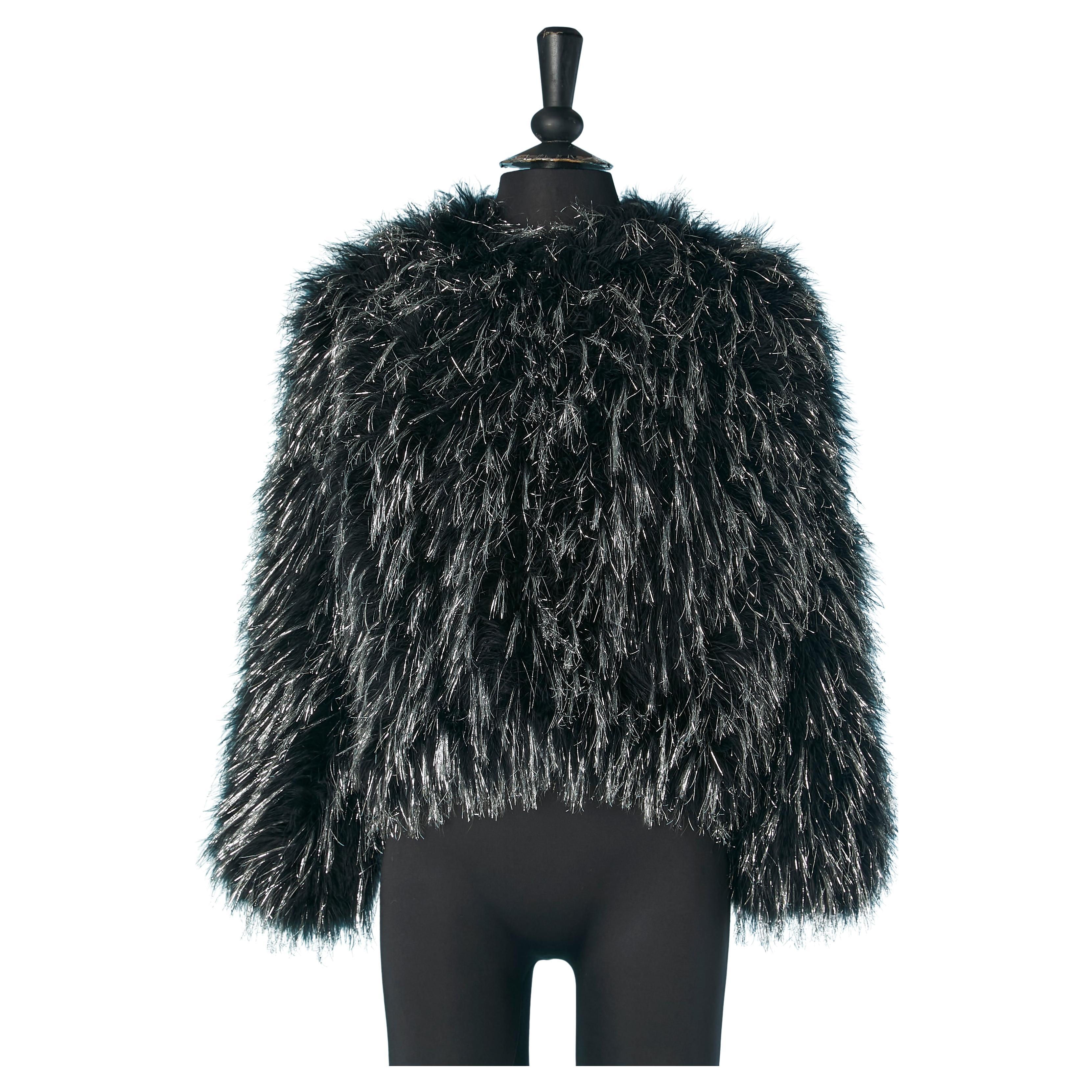 boléro made of black feather and silver thread For Sale