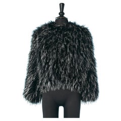Vintage boléro made of black feather and silver thread