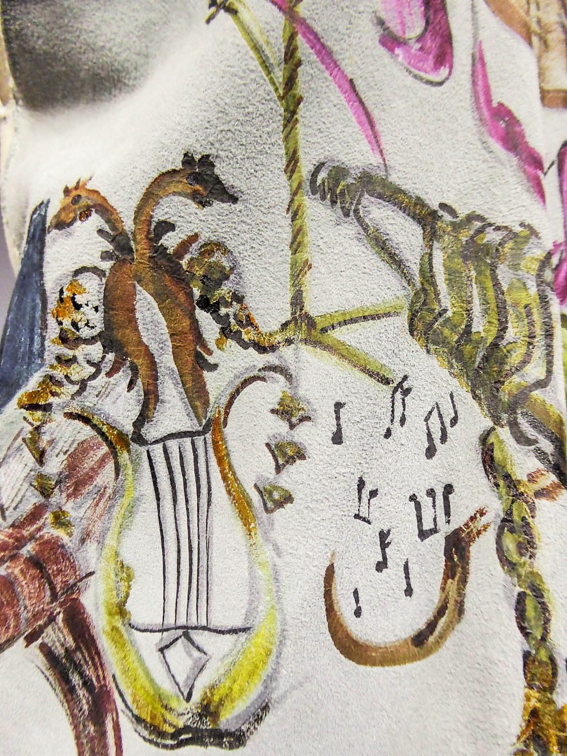 Gilet Bolero in pelle scamosciata forse dipinto da René Gruau - Francese Circa 1940-1950 in vendita 8